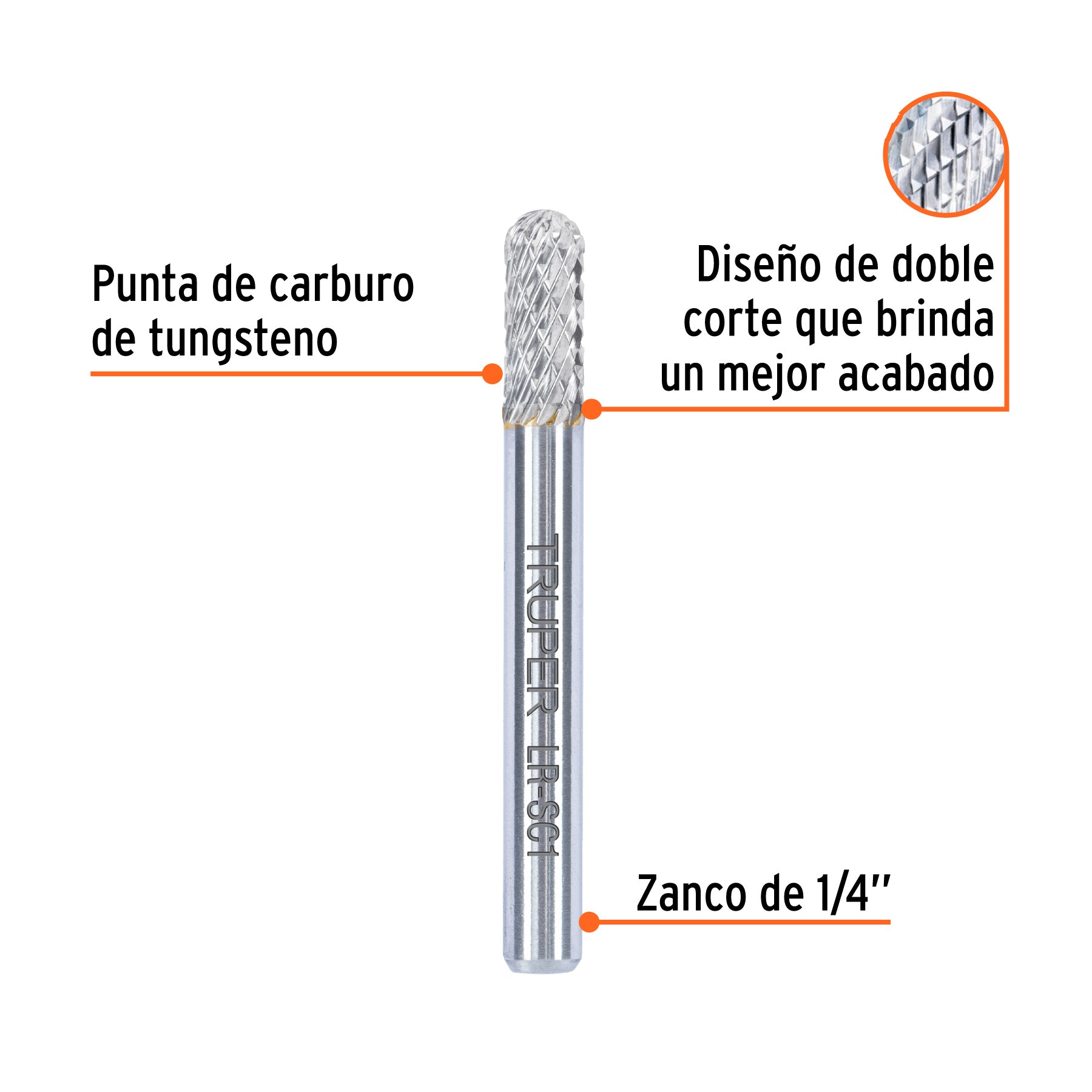 Lima rotativa cilindrica punta redonda 1/4, SC-1, TRUPER