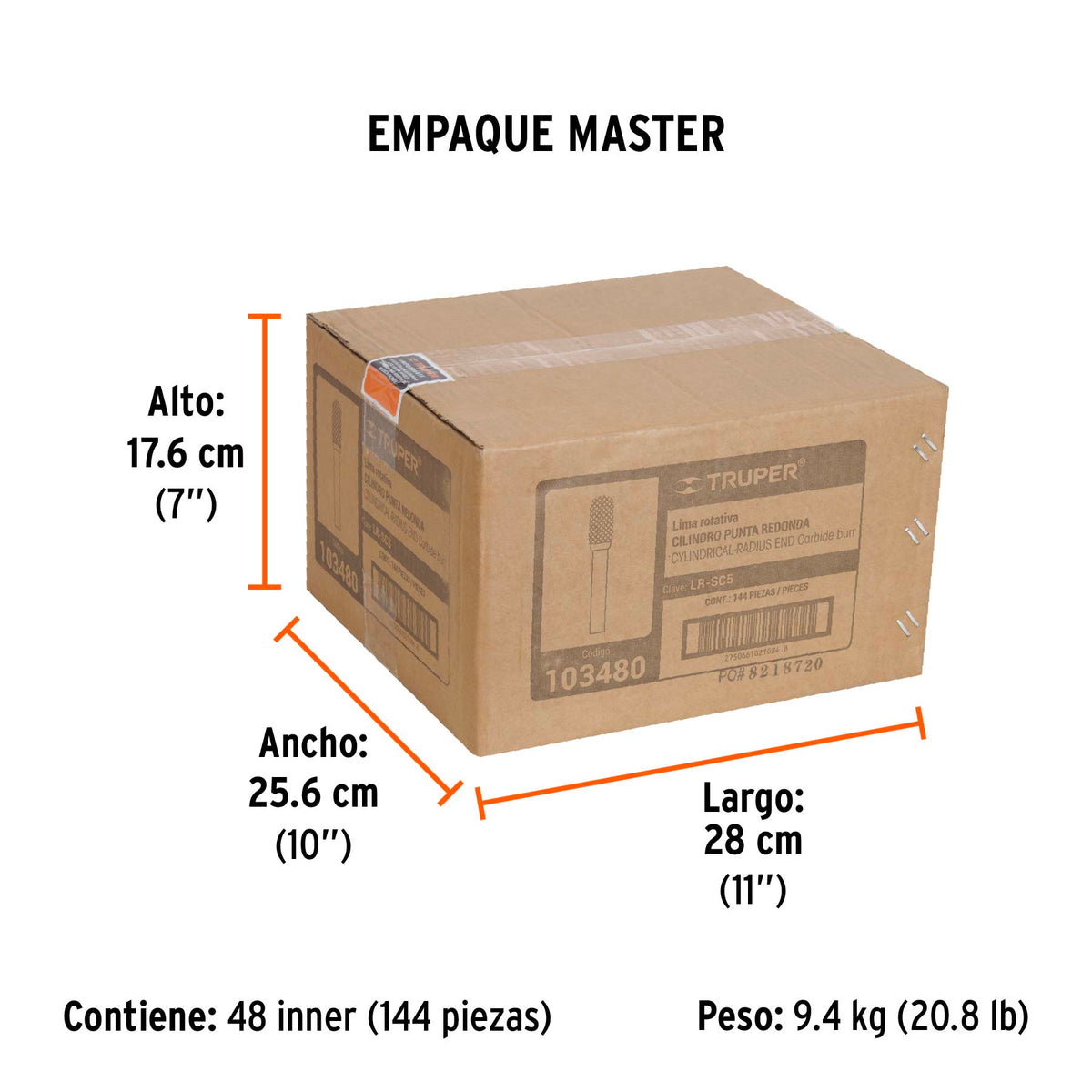 Lima rotativa cilindrica punta redonda 1/2, SC-5, TRUPER