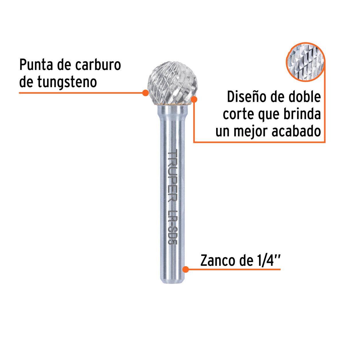 Lima rotativa esférica 1/2, SD-5, TRUPER