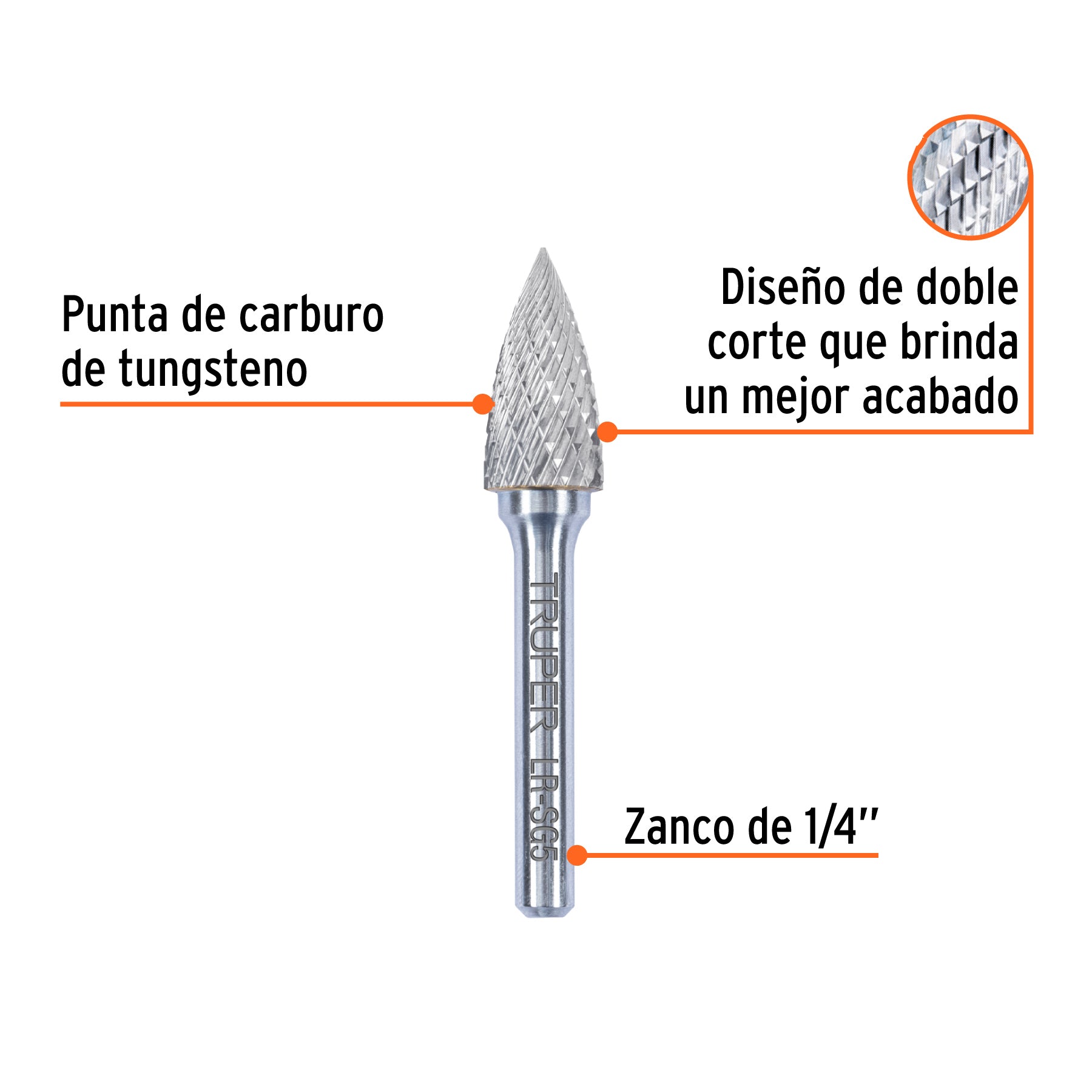 Lima rotativa, árbol en punta 1/2, SG-5, TRUPER