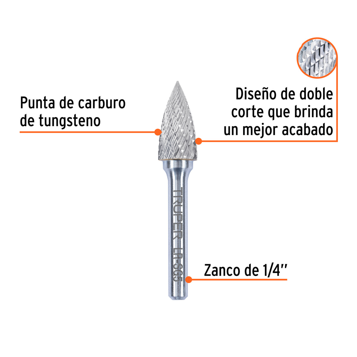 Lima rotativa, árbol en punta 1/2, SG-5, TRUPER