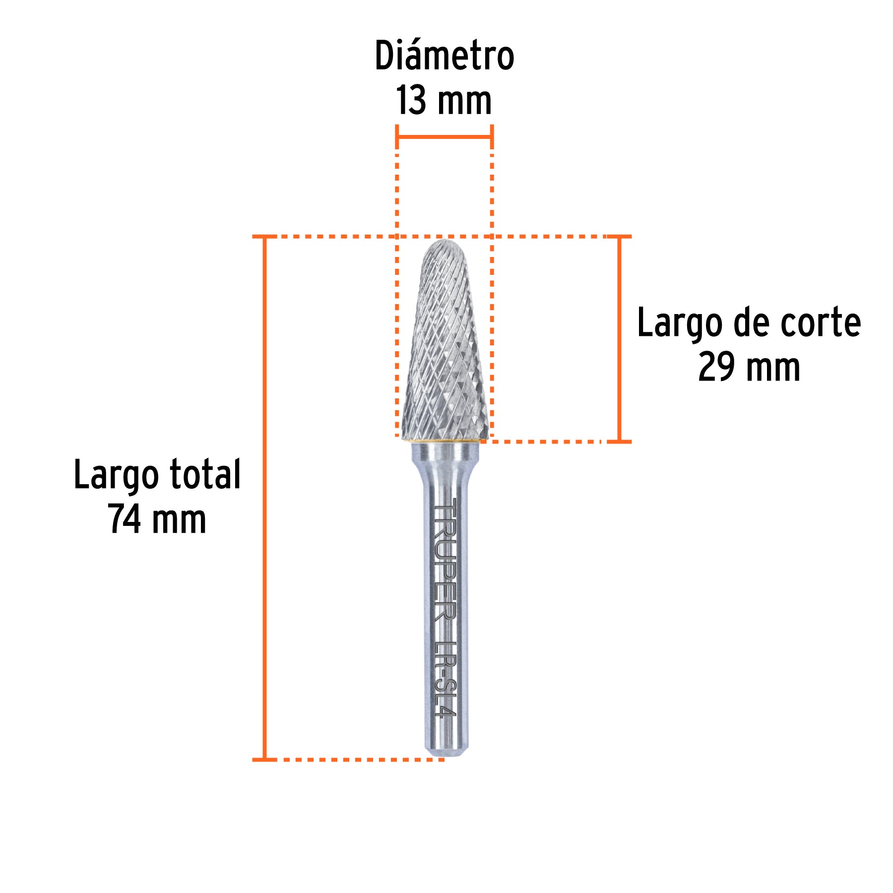 Lima rotativa cónica punta redonda 1/2, SL-4, TRUPER