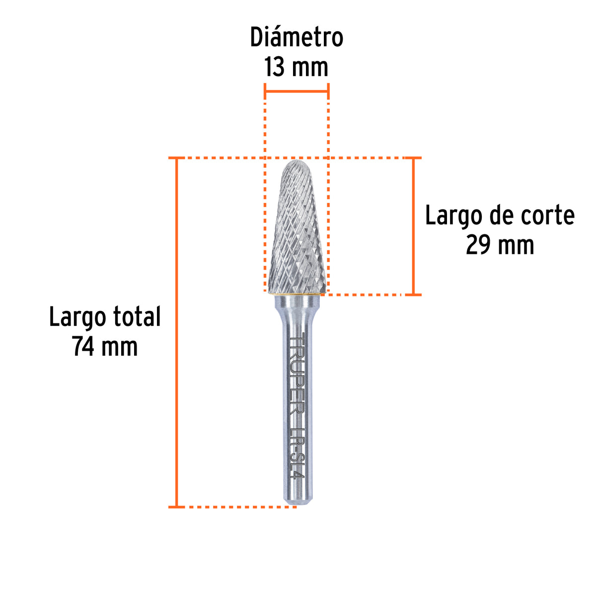 Lima rotativa cónica punta redonda 1/2, SL-4, TRUPER