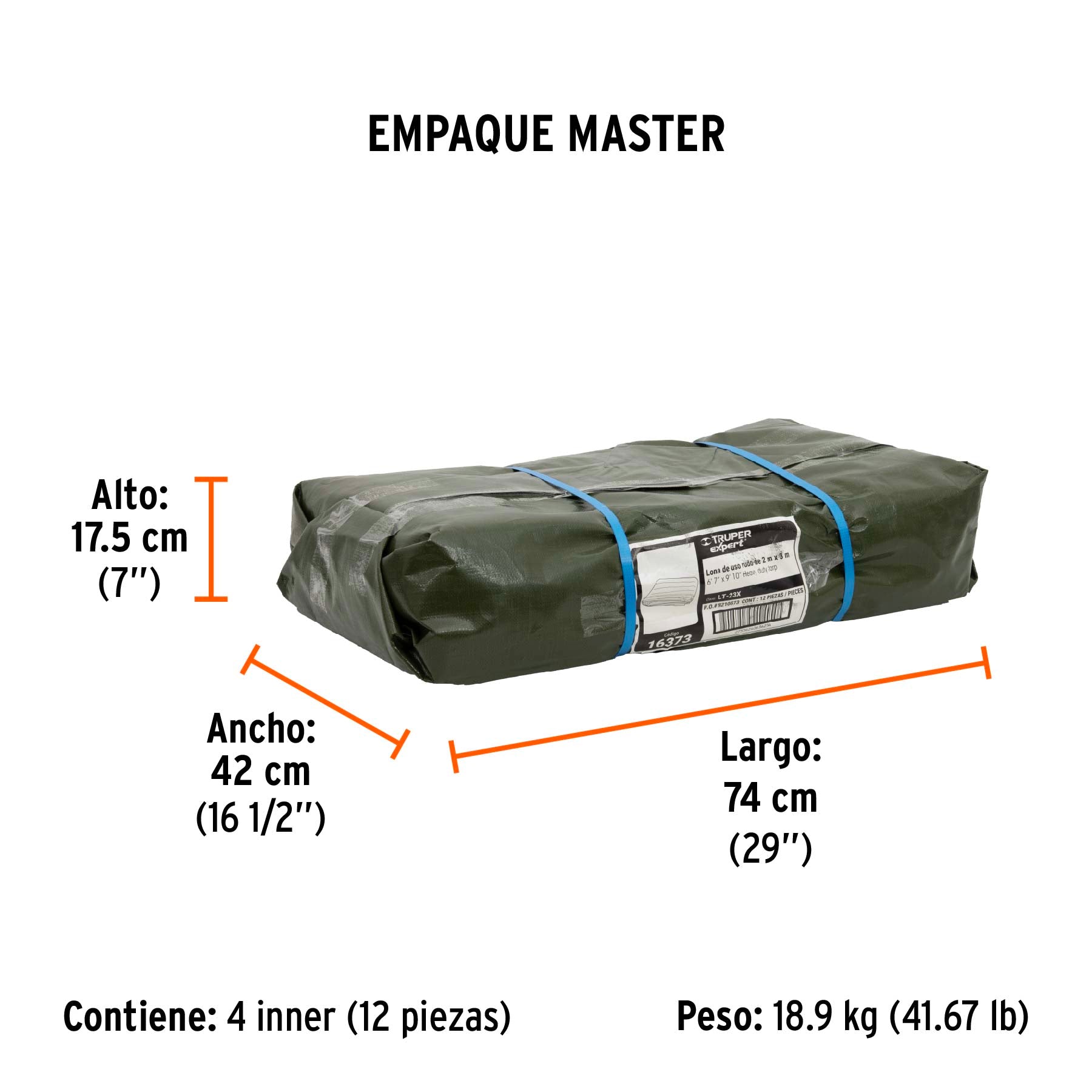 Lona uso rudo, verde olivo, 2 X 3 metros, Truper Expert