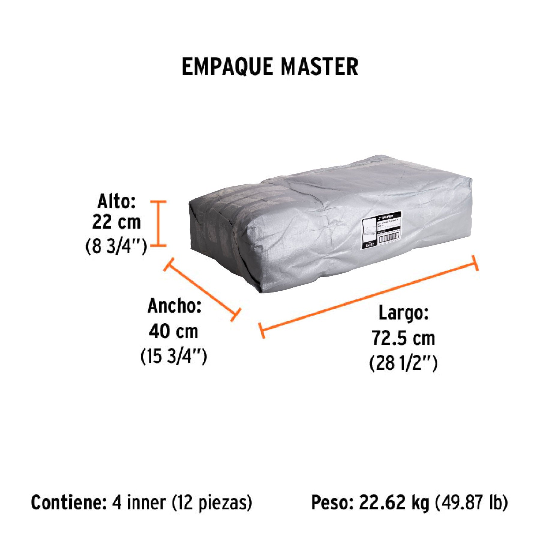 Lona reforzada, 3 x 3 m, gris