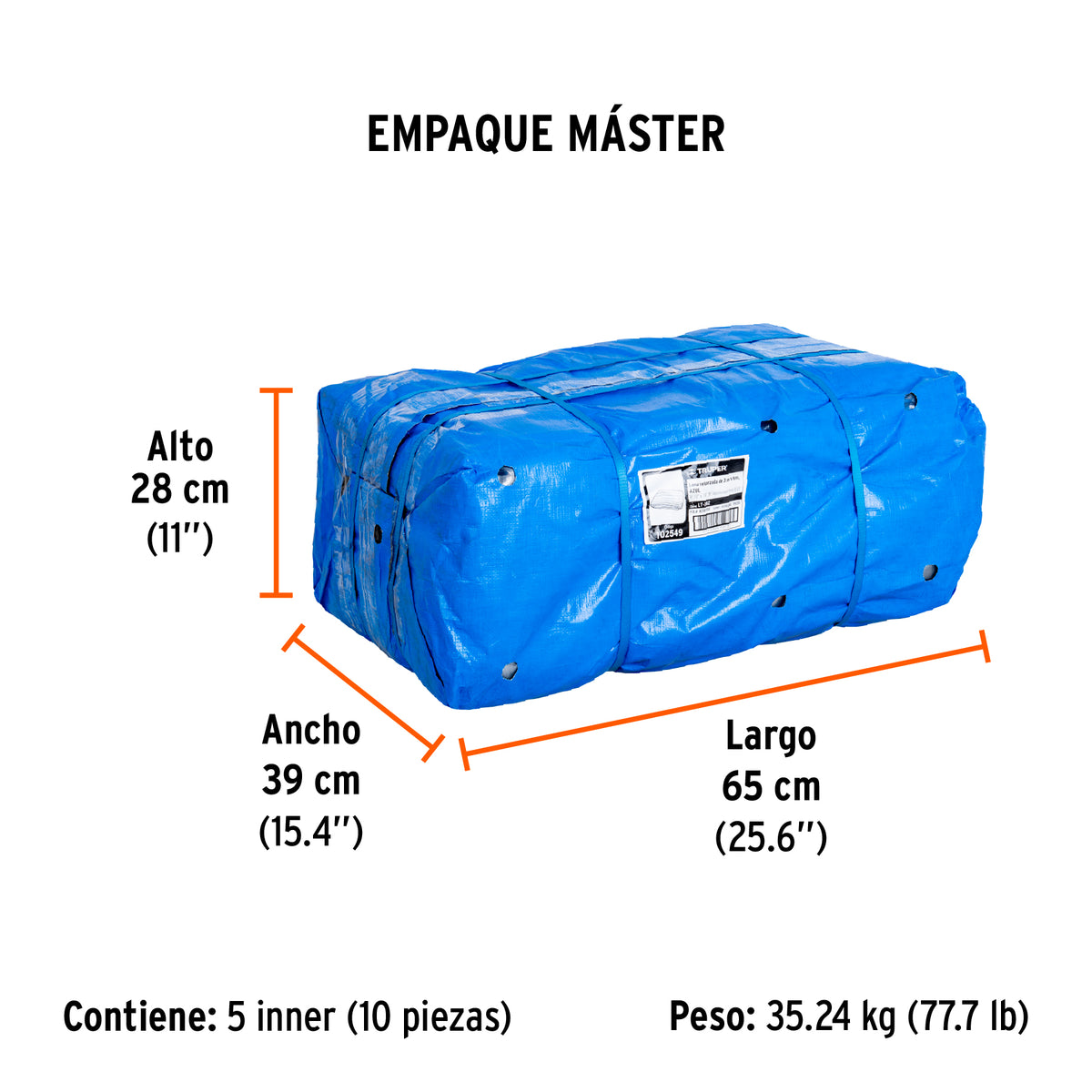 Lona reforzada, 3 x 6 m, azul