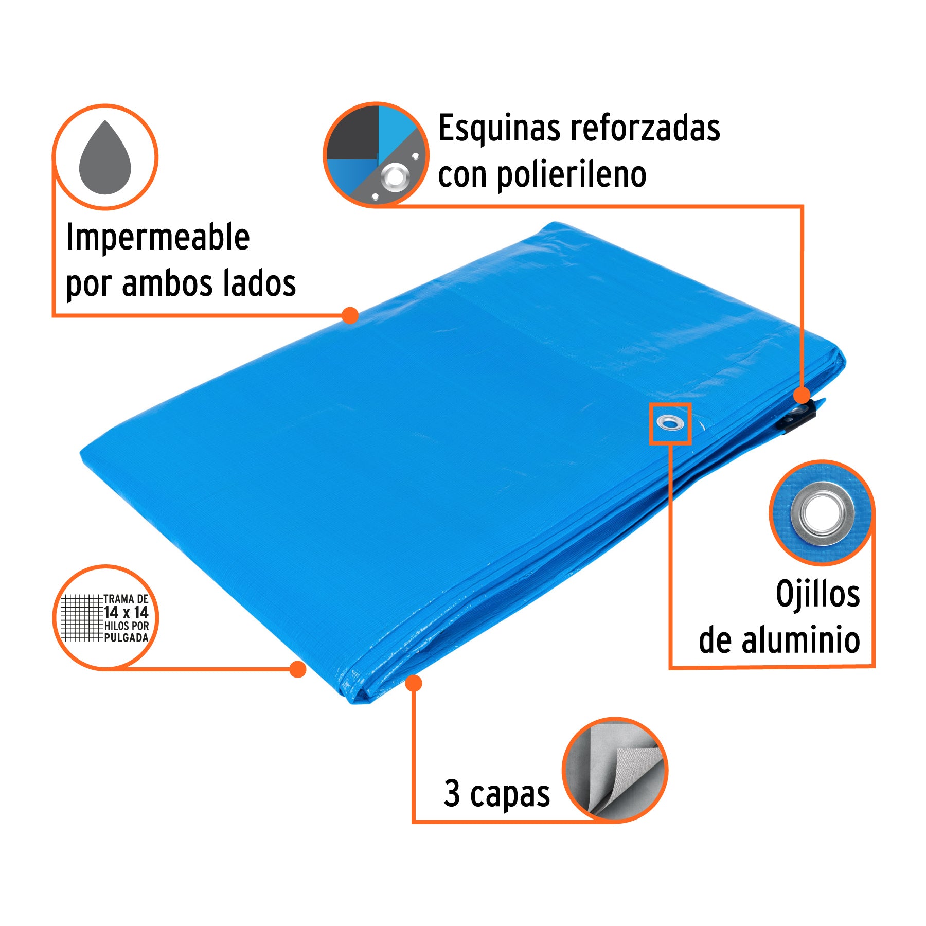 Lona reforzada, 3 x 6 m, azul