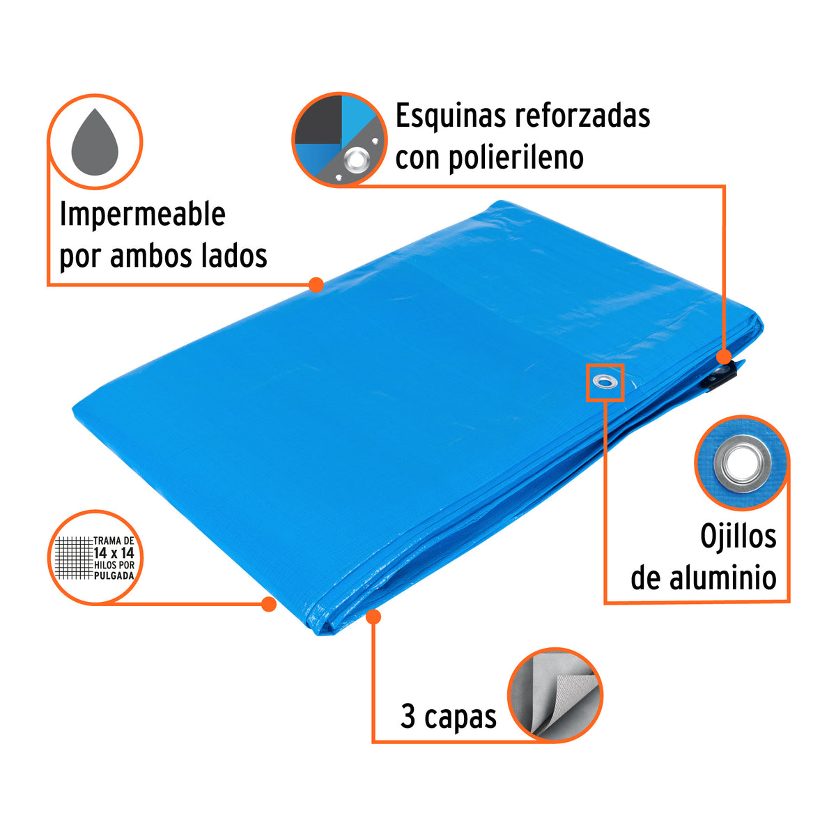 Lona reforzada, 3 x 6 m, azul