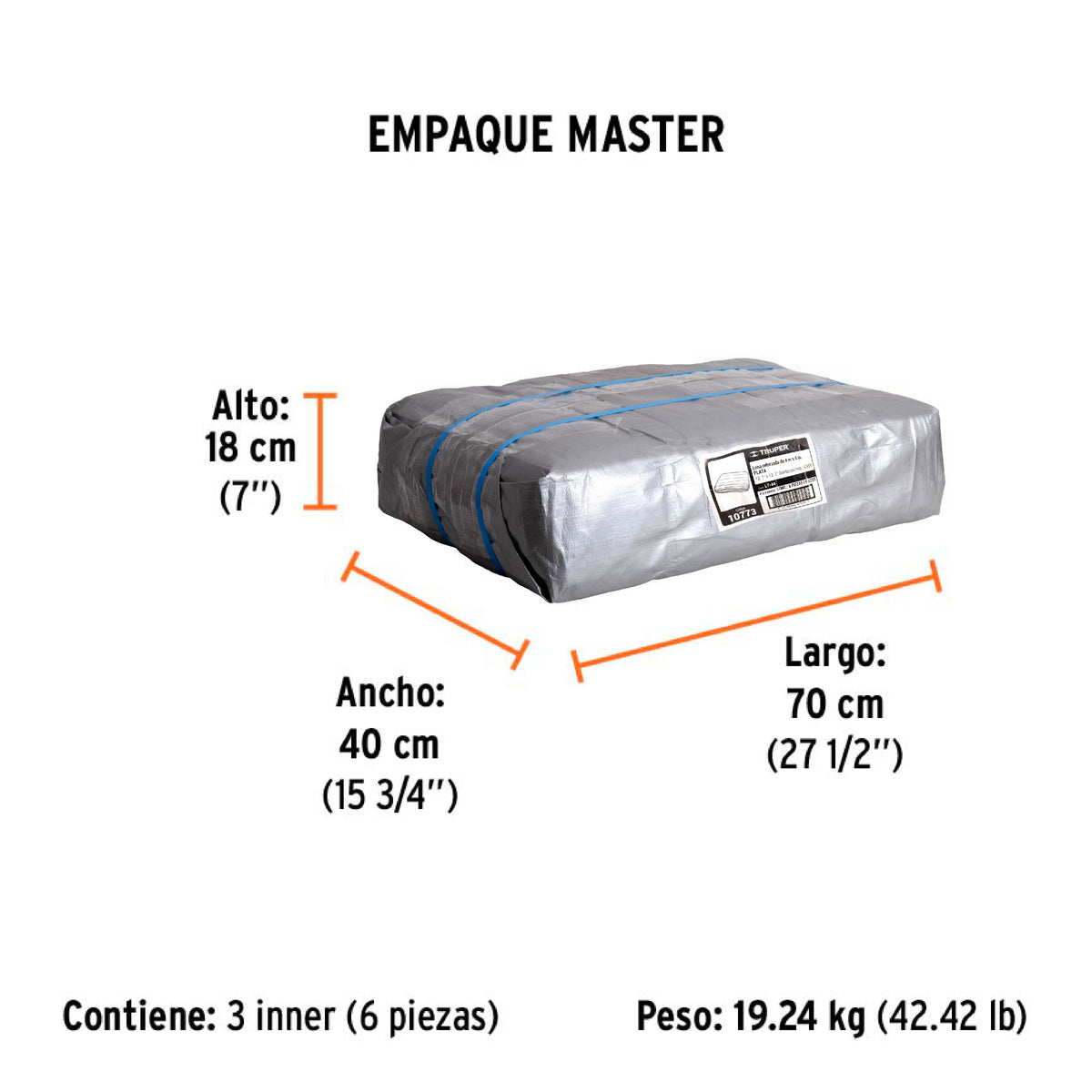 Lona reforzada, 4 x 4 m, gris