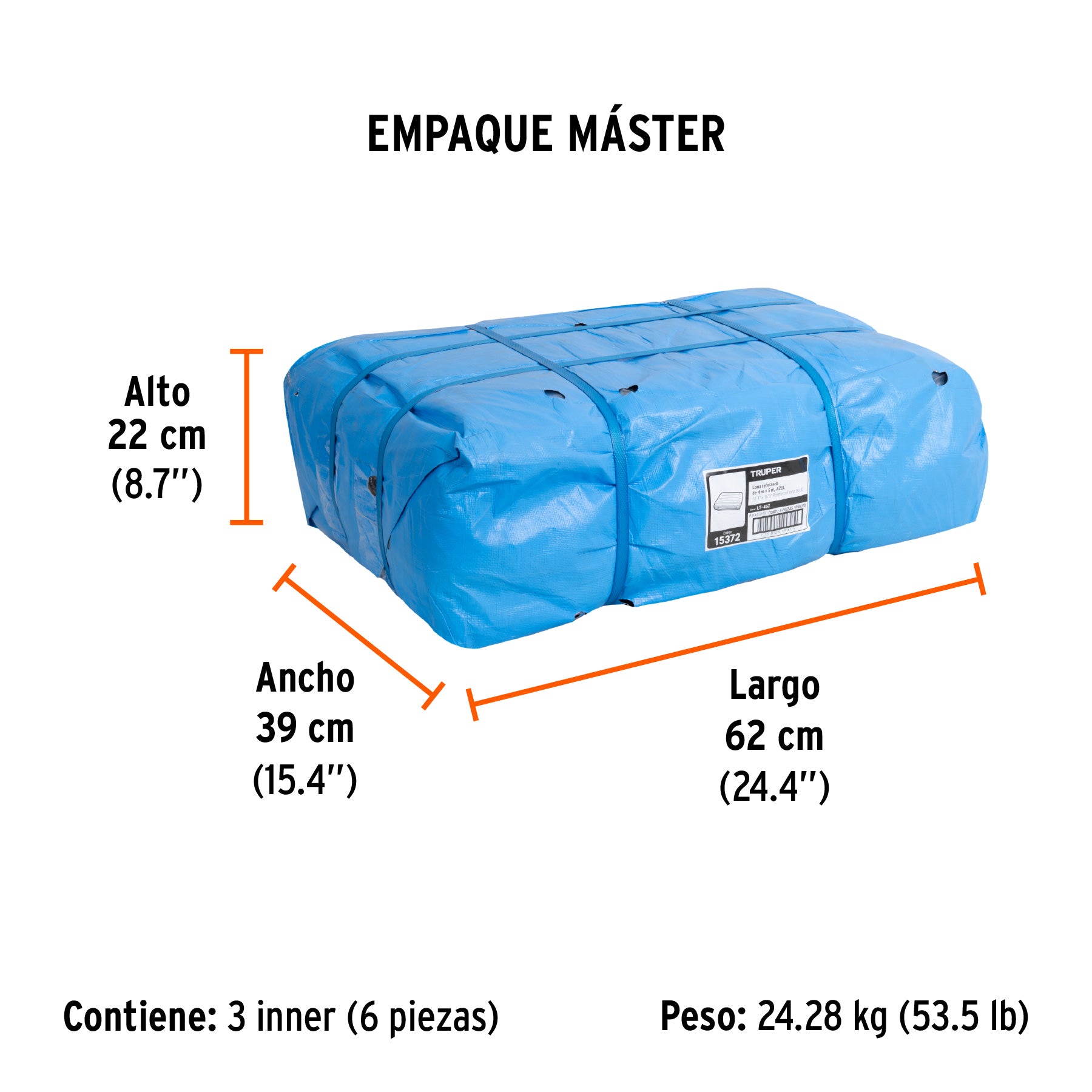 Lona reforzada, 4 x 5 metros, azul