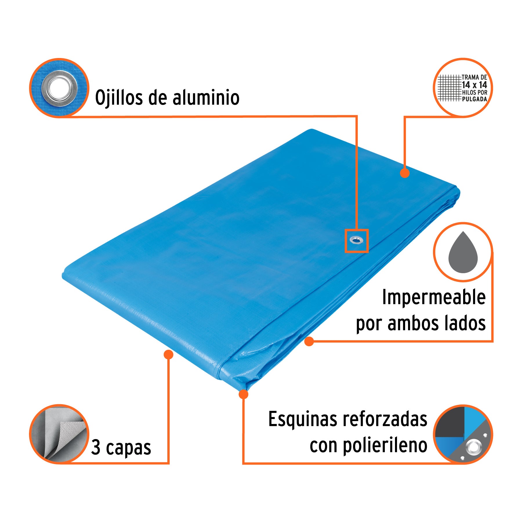 Lona reforzada, 4 x 6 metros, azul