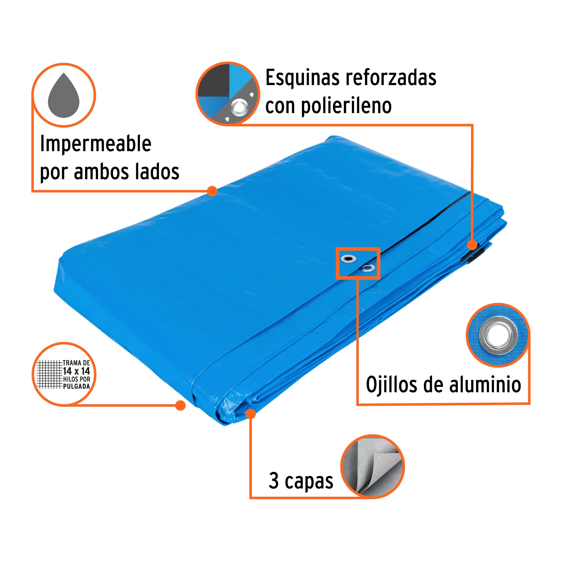 Lona reforzada, 5 x 5 m, azul