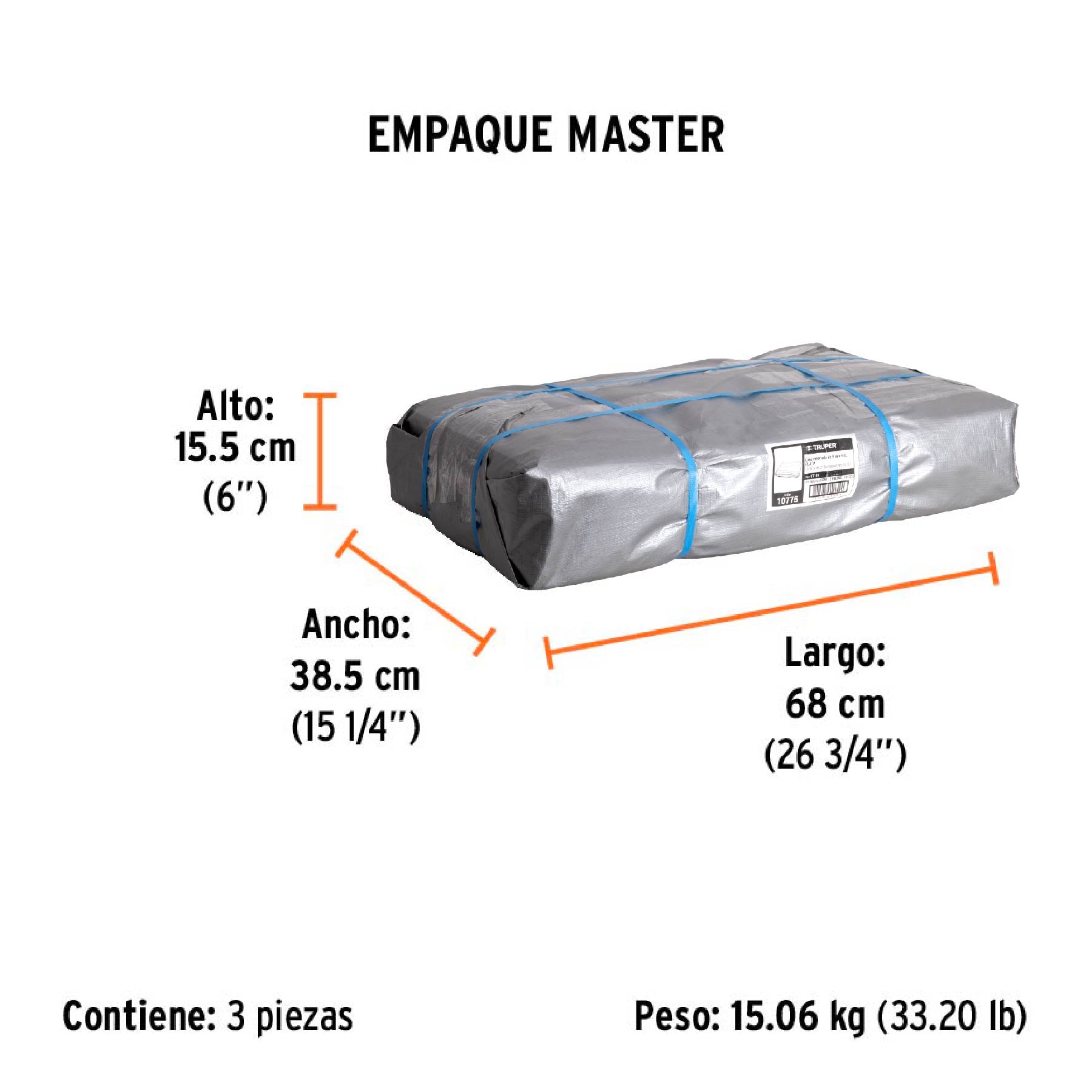 Lona reforzada, 5 x 5 m, gris