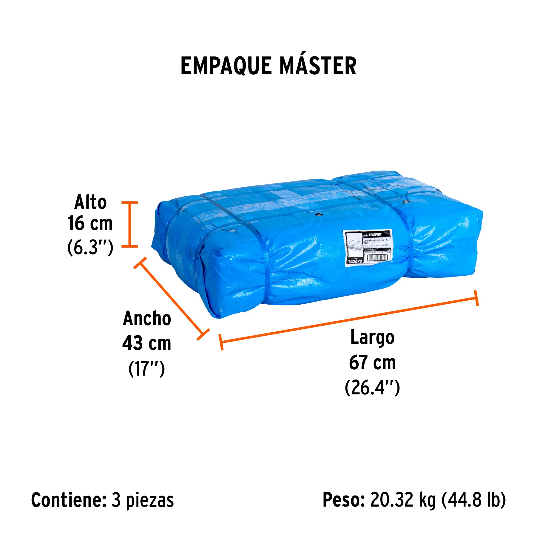 Lona reforzada, 5 x 7 m, azul