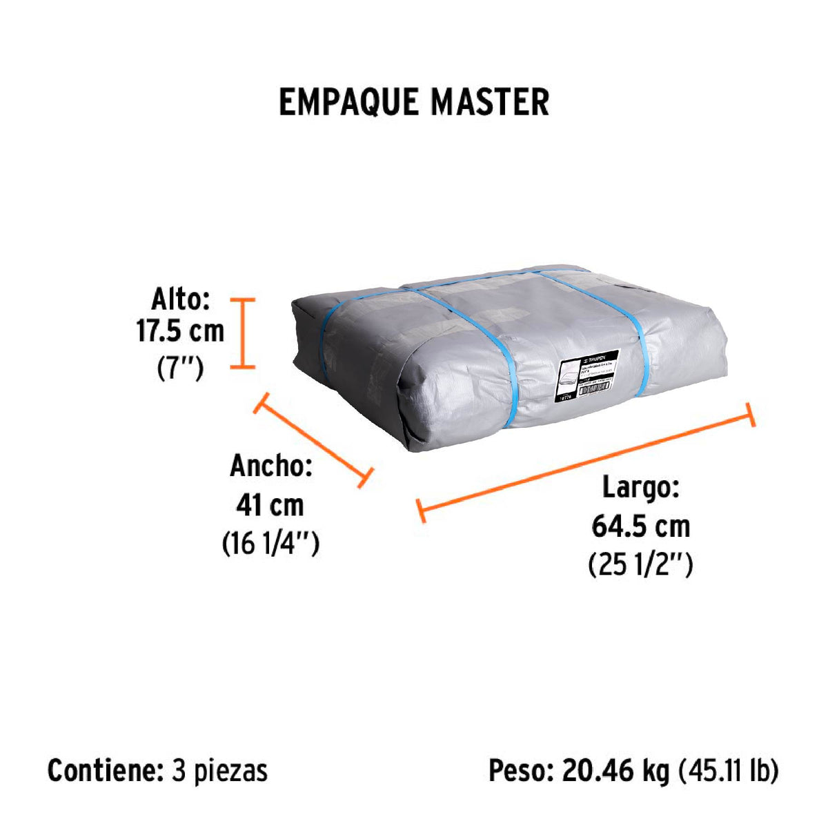 Lona reforzada, 5 x 7 m, gris