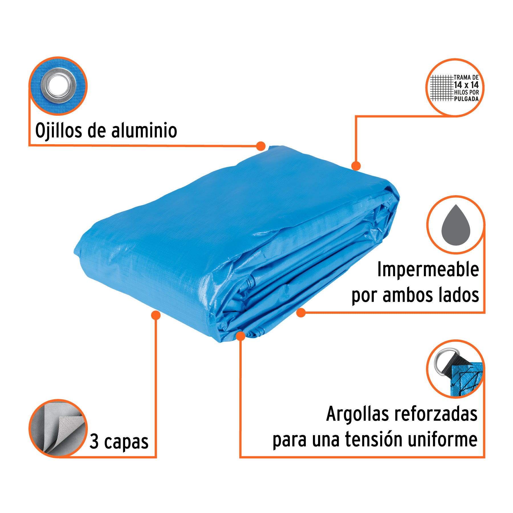 Lona reforzada, 6 x 12 metros, azul