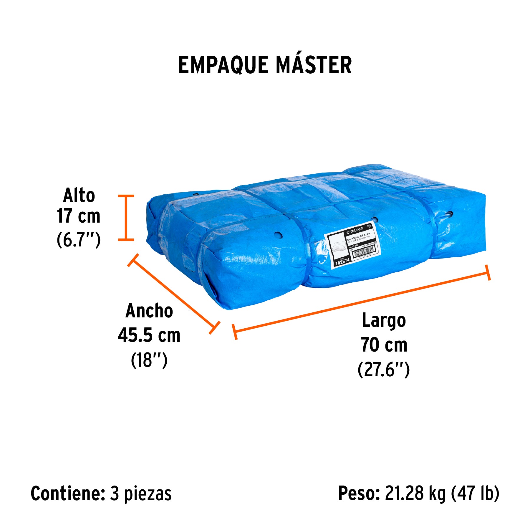 Lona reforzada, 6 x 6 m, azul
