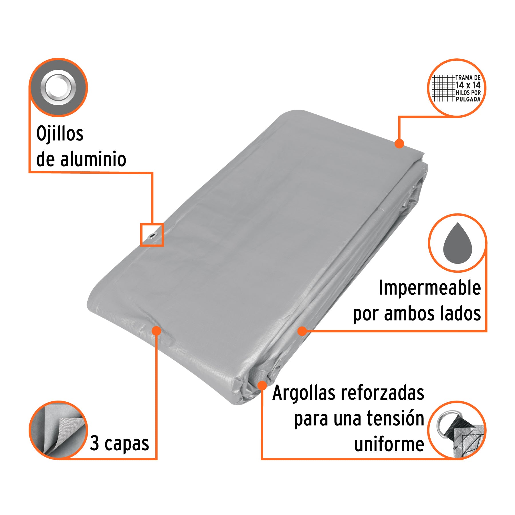 Lona reforzada, 6 x 9 m, gris