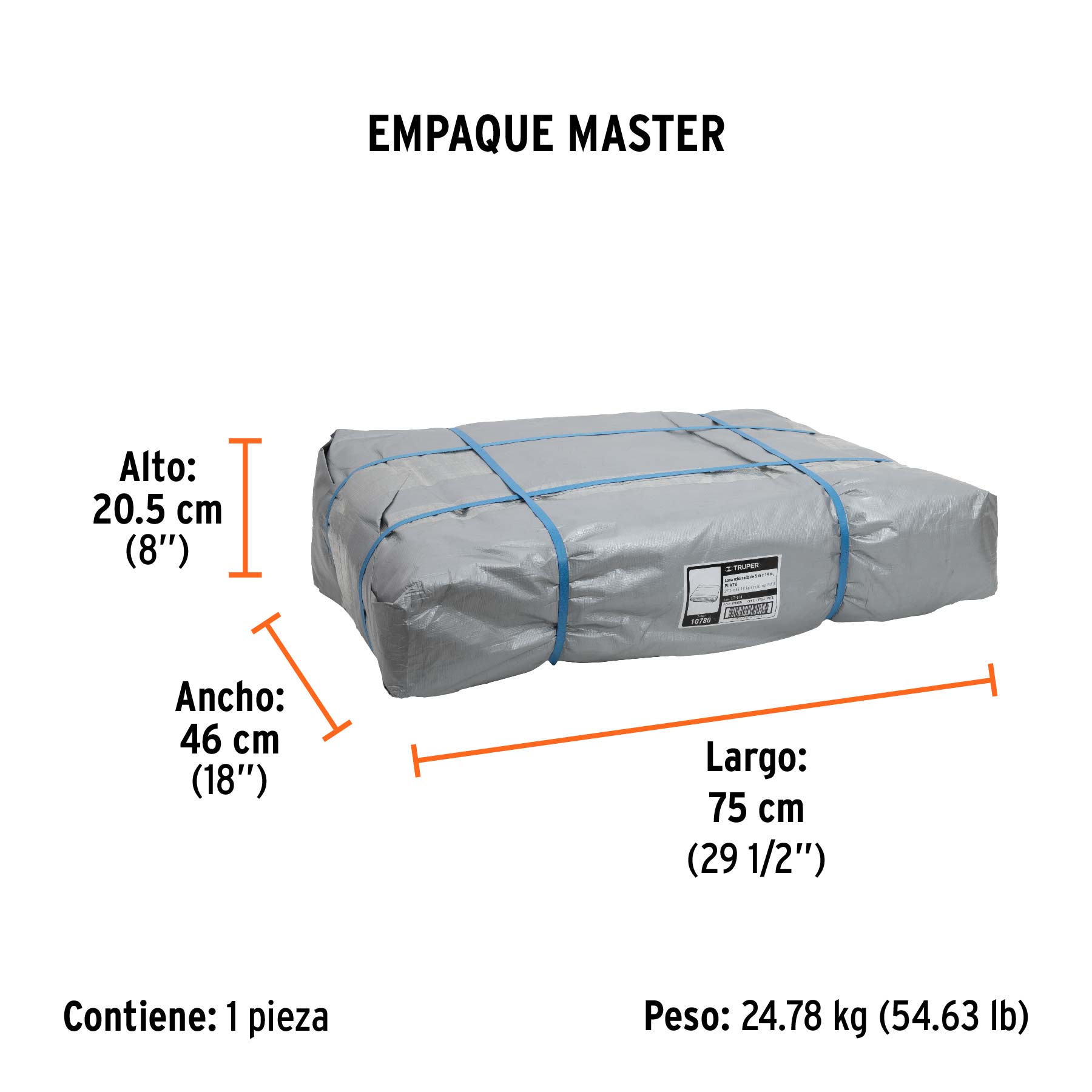 Lona reforzada, 9 x 14 m, gris