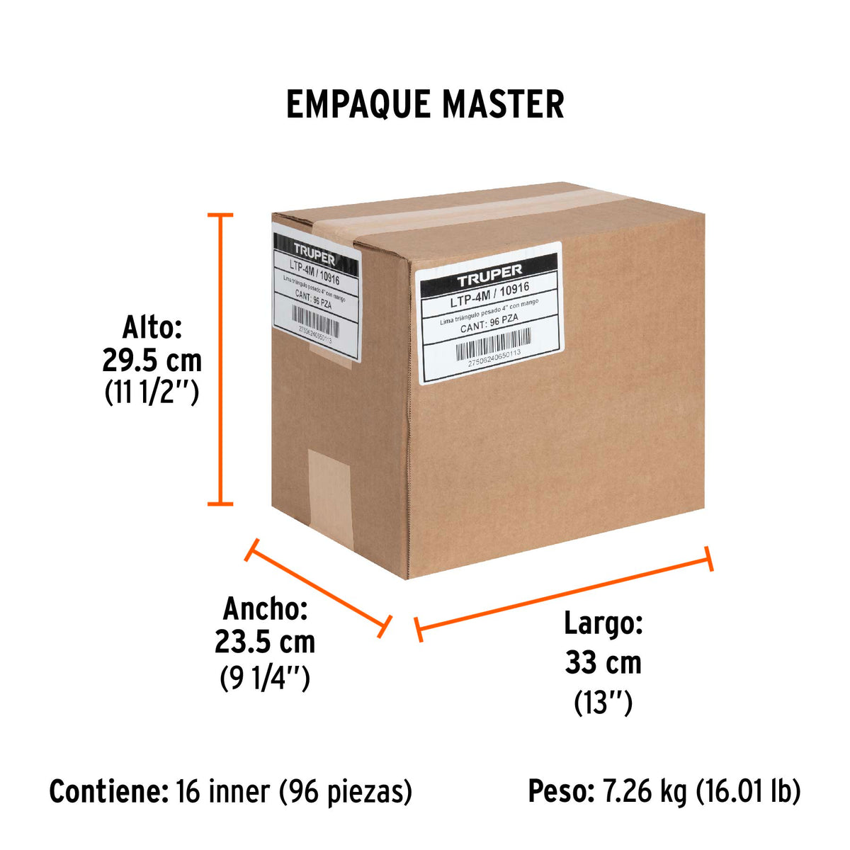 Lima triángulo pesado, 4", con mango