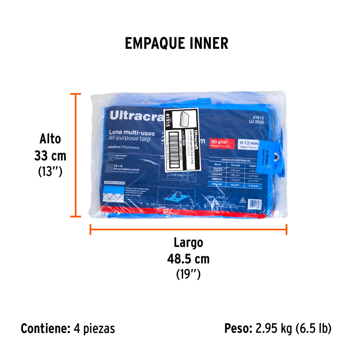 Lona 2.00 x 3.00 m, azul, Ultra