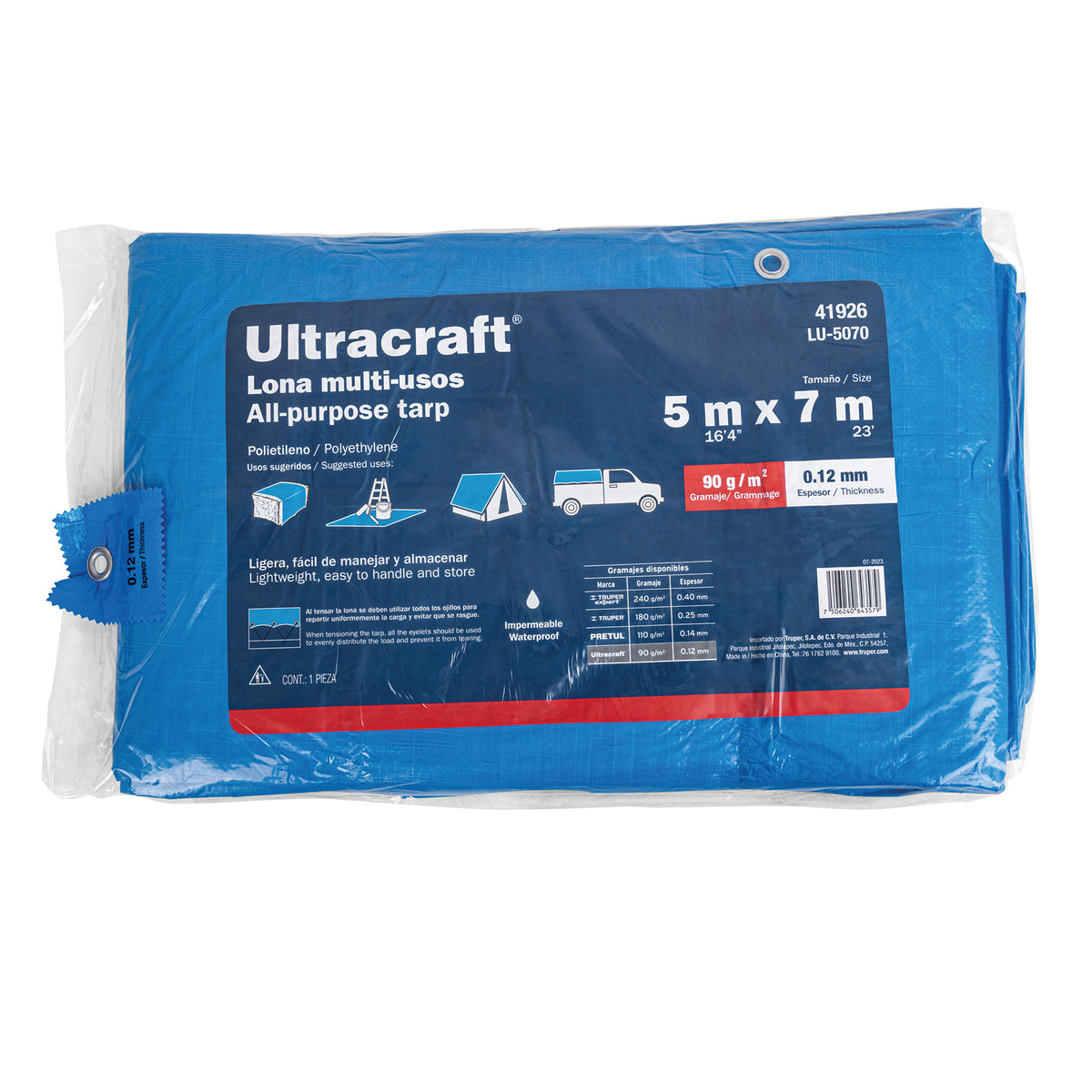 Lona 5.0 x 7.0 m, azul, Ultra
