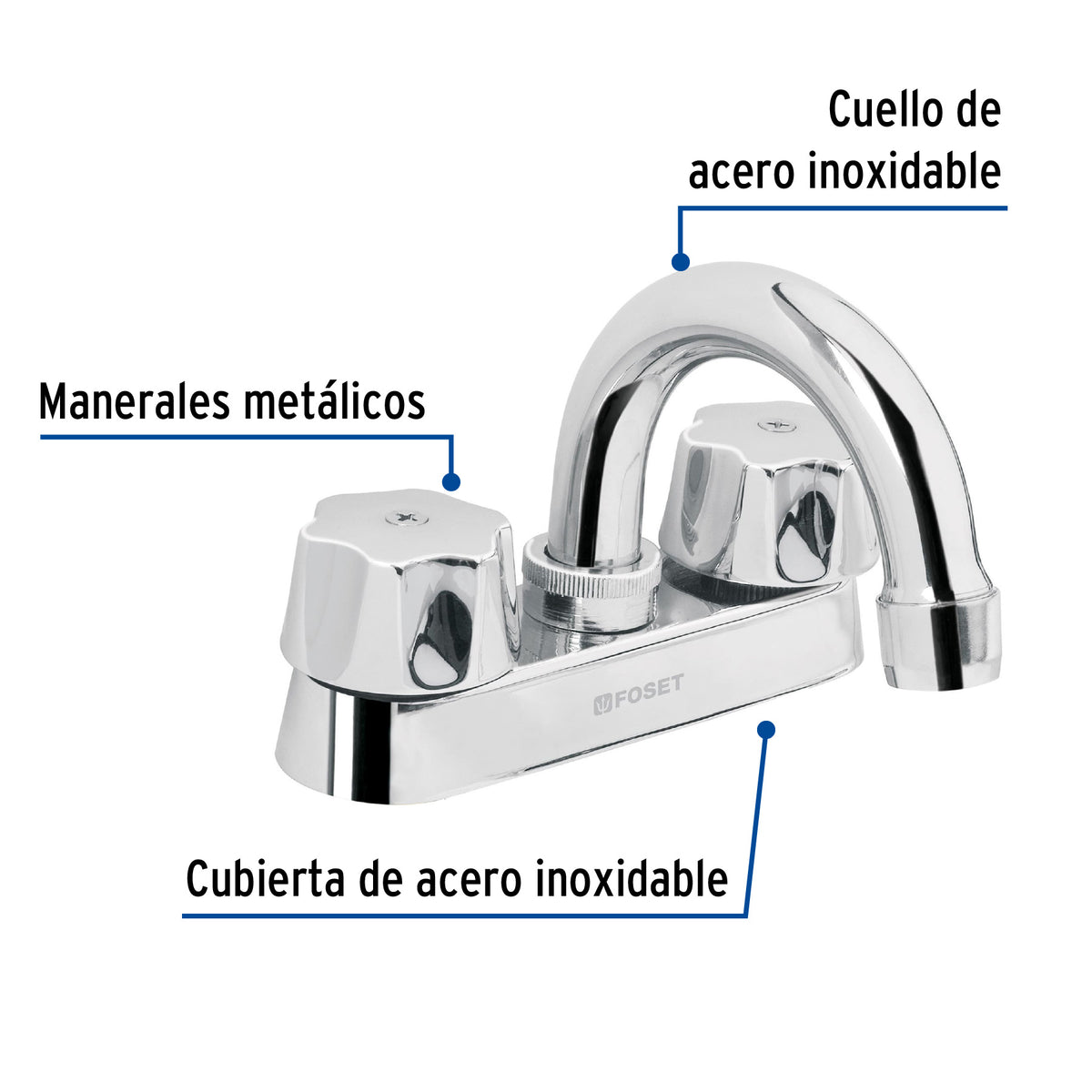 Mezcladora para lavabo, cuello curvo, compresión, Basic