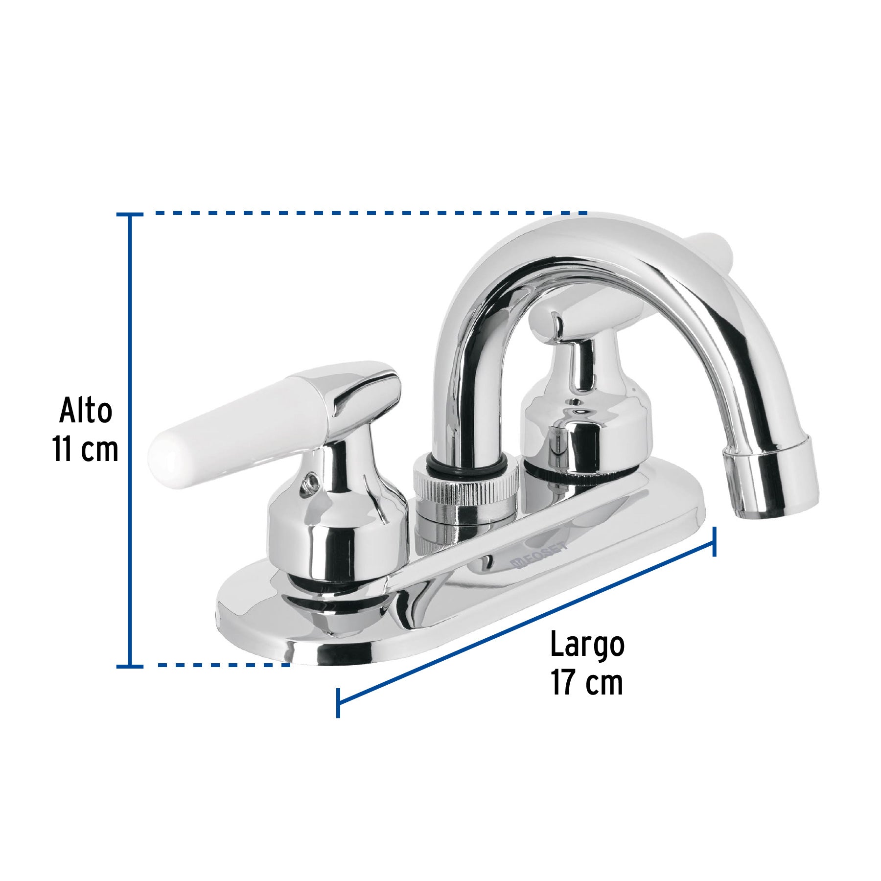 Mezcladora para lavabo, manerales cono, cuello curvo, Basic