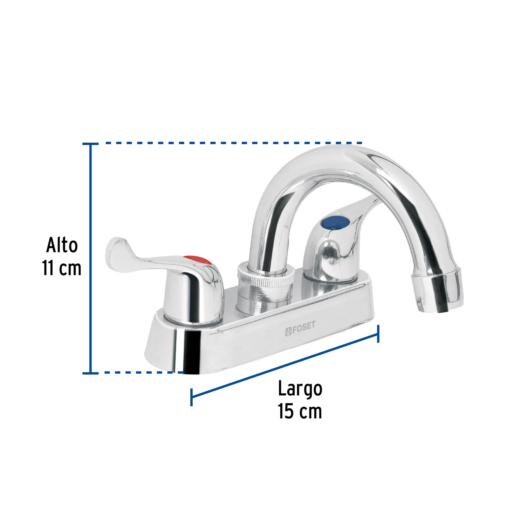 Mezcladora para lavabo, manerales palanca,cuello curvo,Basic