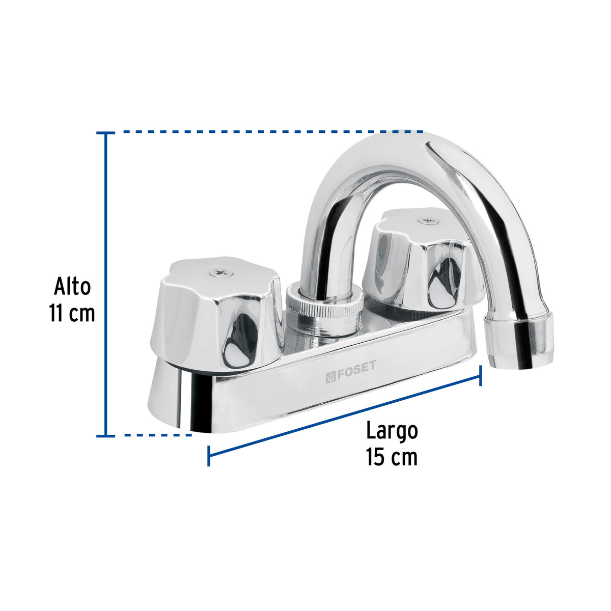 Mezcladora para lavabo, hexagonales, cuello curvo, Basic