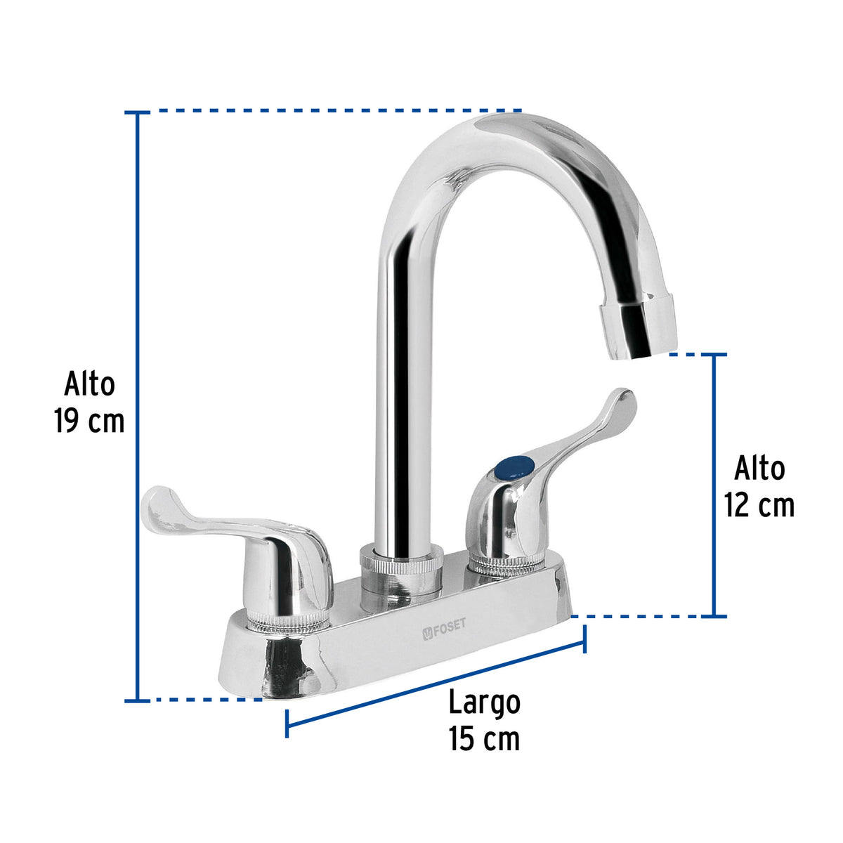Mezcladora para lavabo, manerales palanca, cuello bar, Basic