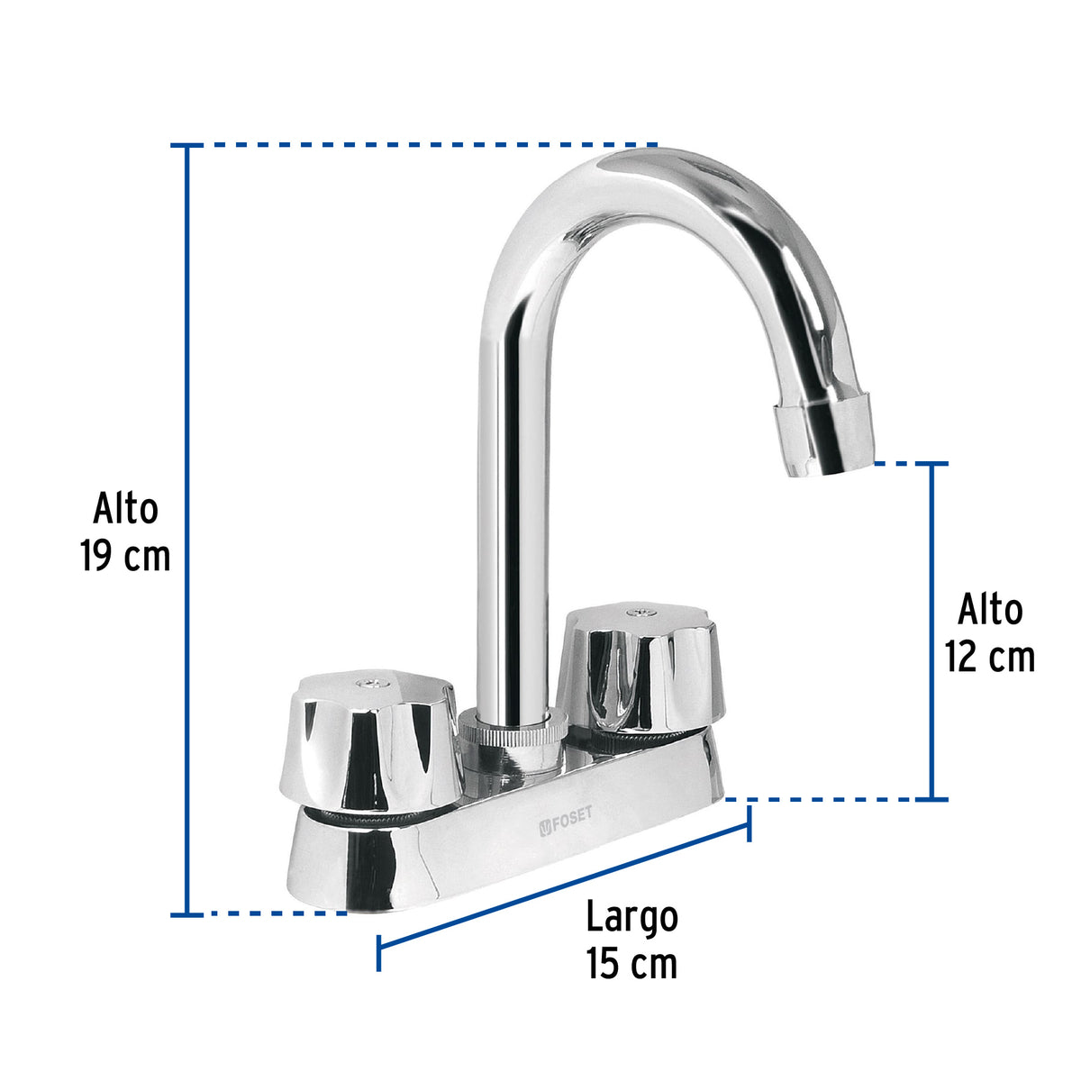 Mezcladora para lavabo, manerales hexagonal,cuello bar,Basic