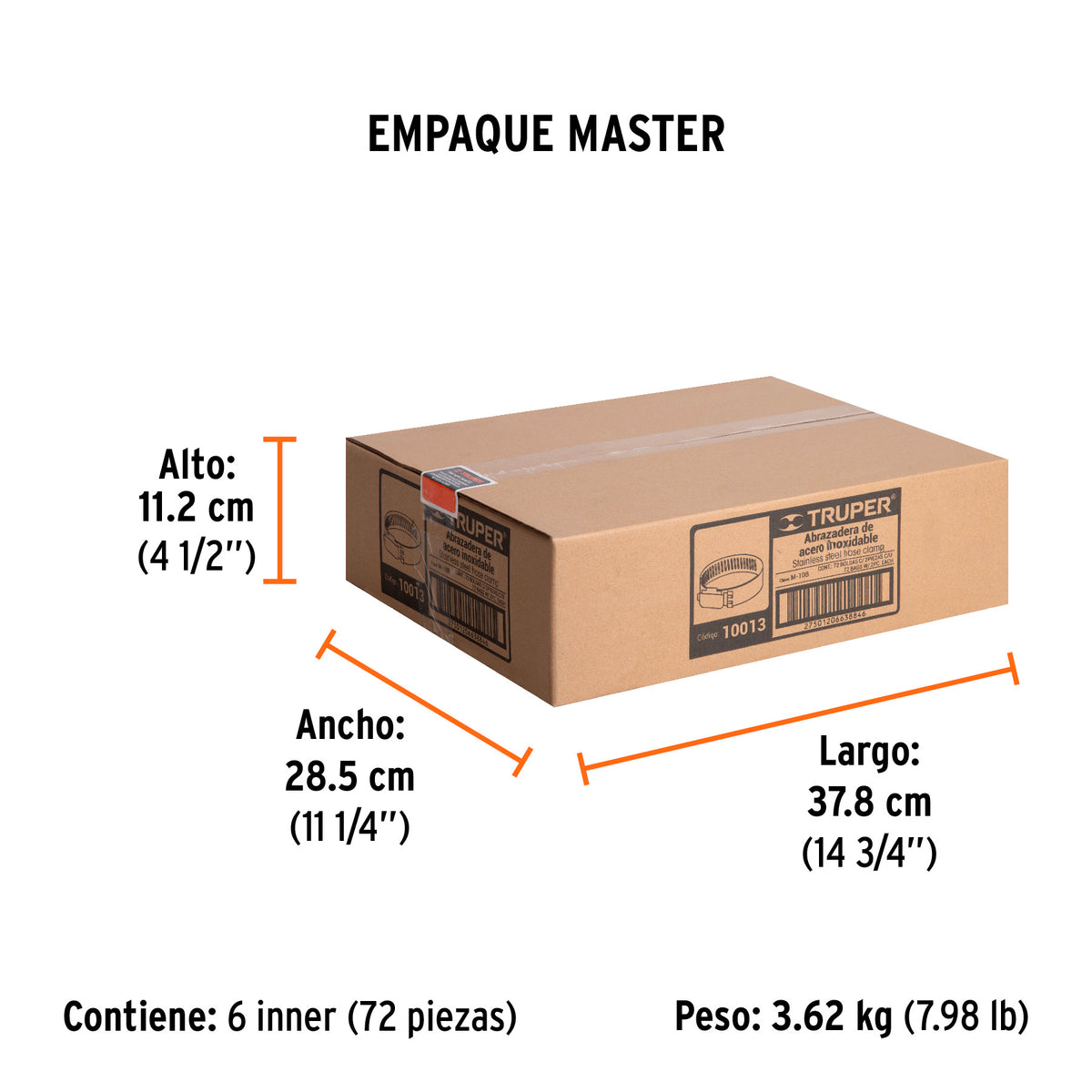 Abrazadera 10 de acero inoxidable, bolsa con 2 pzas