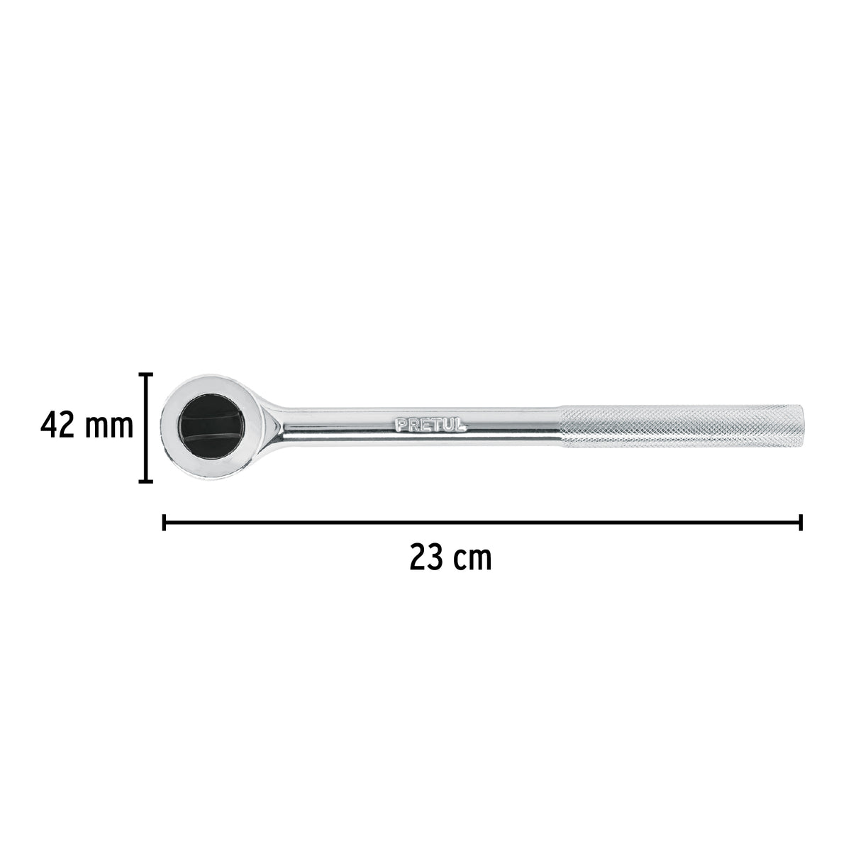 Matraca cuadro 1/2' cabeza redonda con disco, Pretul