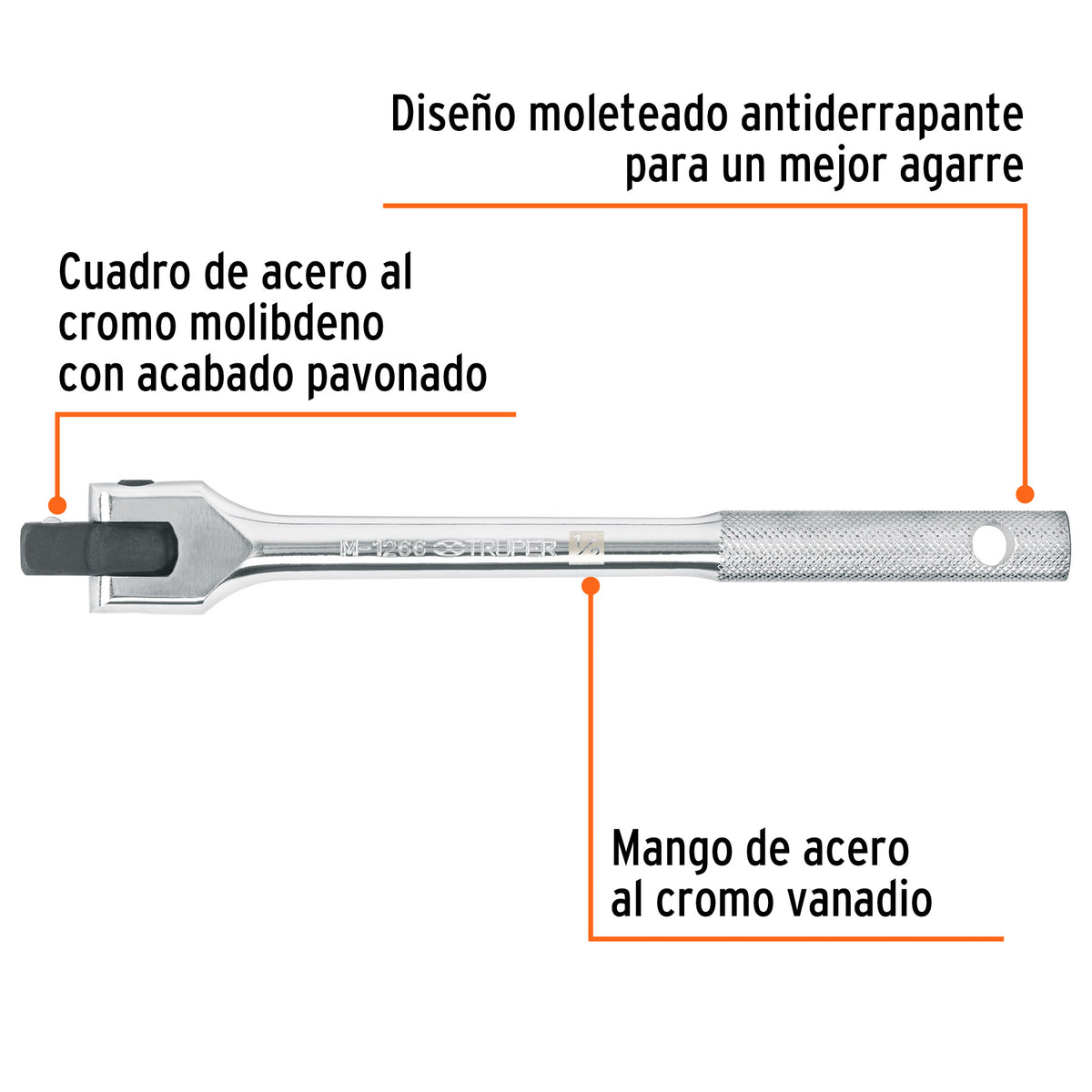 Mango articulado de 10"x 17 mm para dados cuadro 1/2"