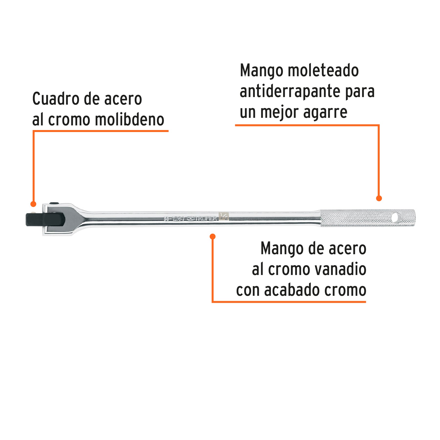 Mango articulado de 15"x 17 mm para dados cuadro 1/2"