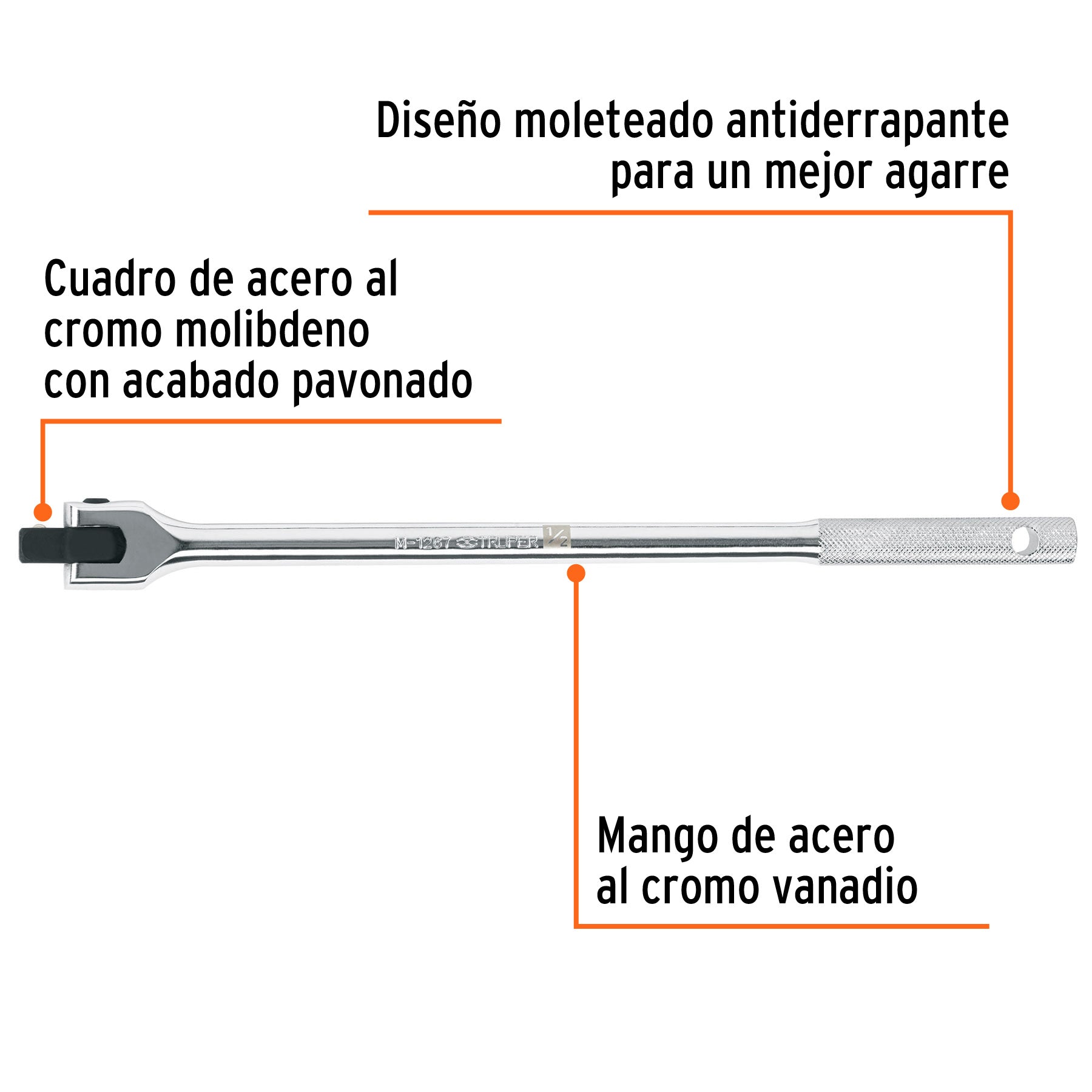 Mango articulado de 15"x 17 mm para dados cuadro 1/2"
