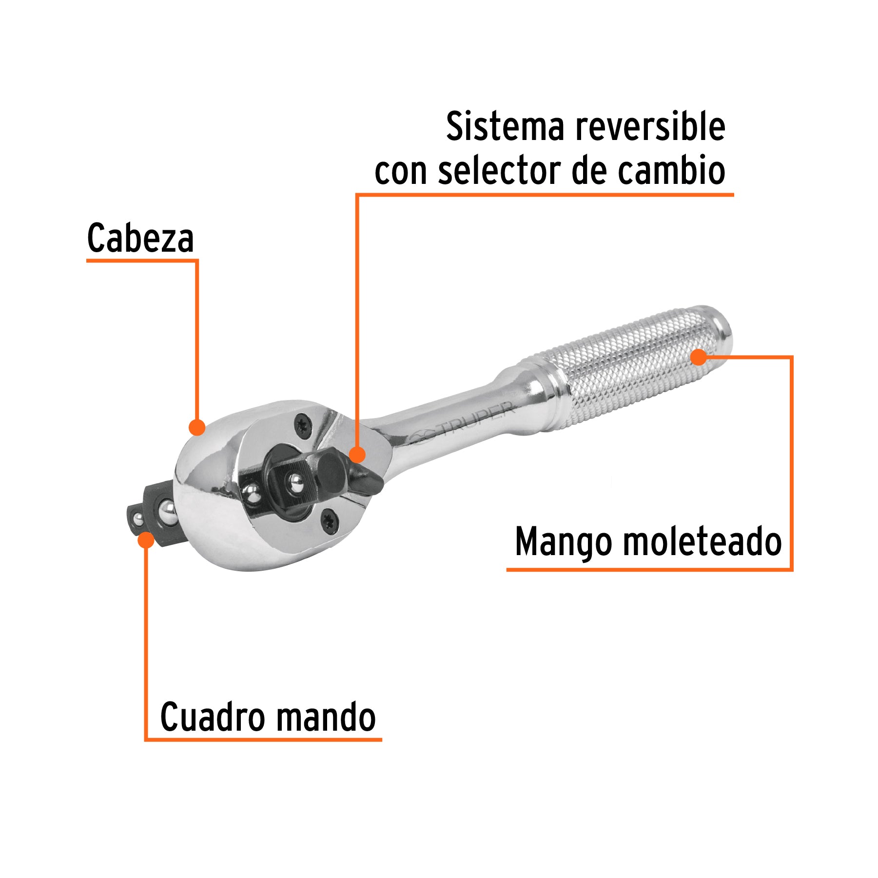 Matraca triple, cuadro 1/4", 3/8" y 1/2"