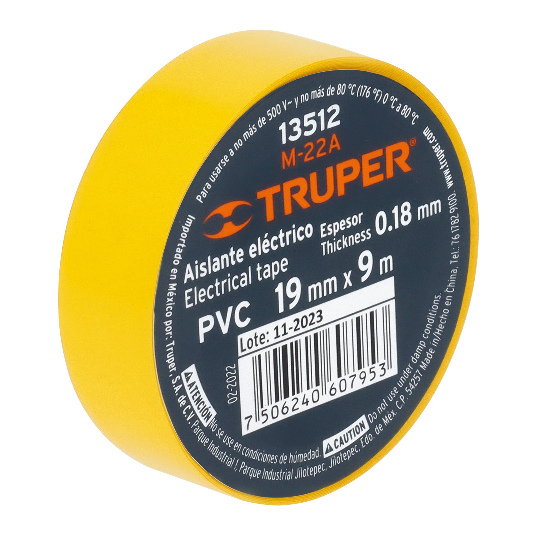 Cinta de aislar amarillo 19 mm x 9 m