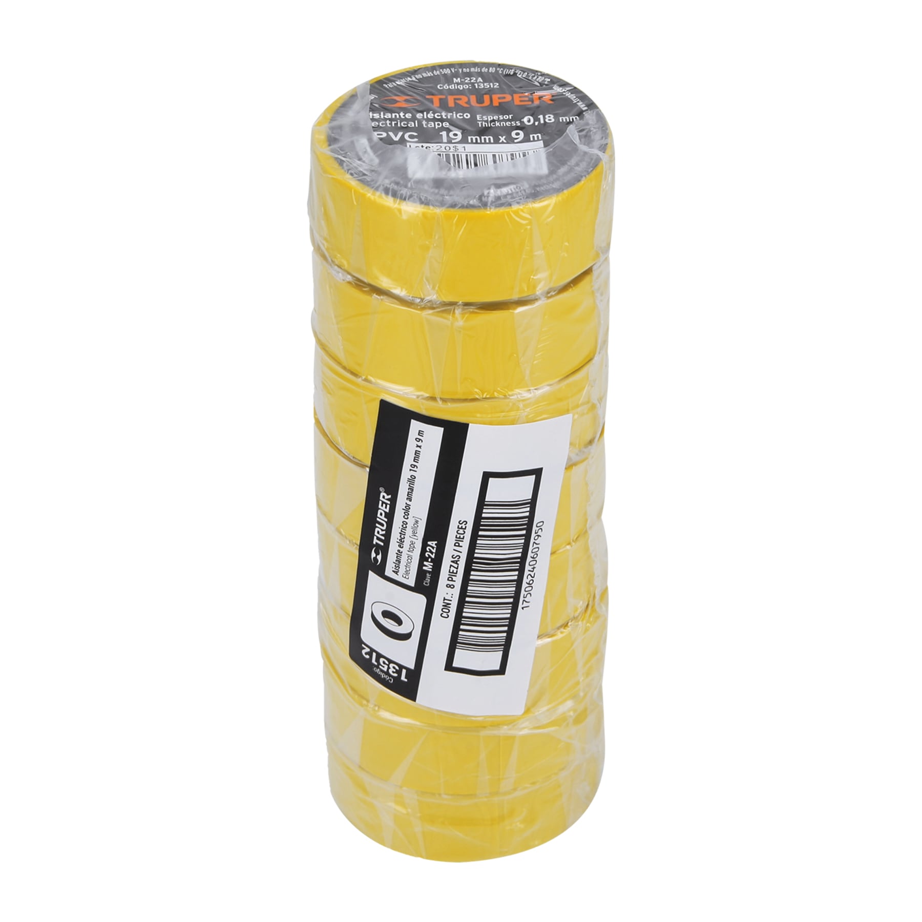 Cinta de aislar amarillo 19 mm x 9 m
