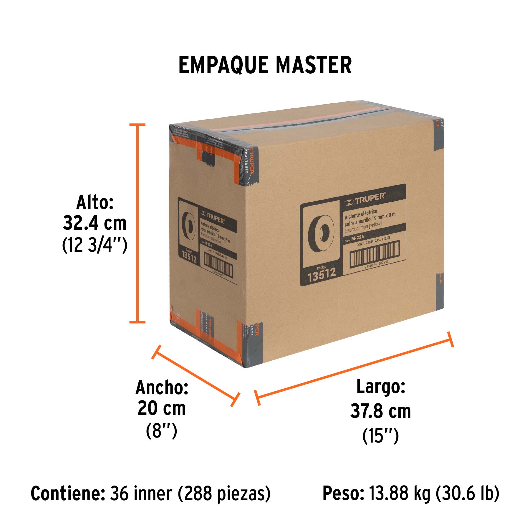 Cinta de aislar amarillo 19 mm x 9 m