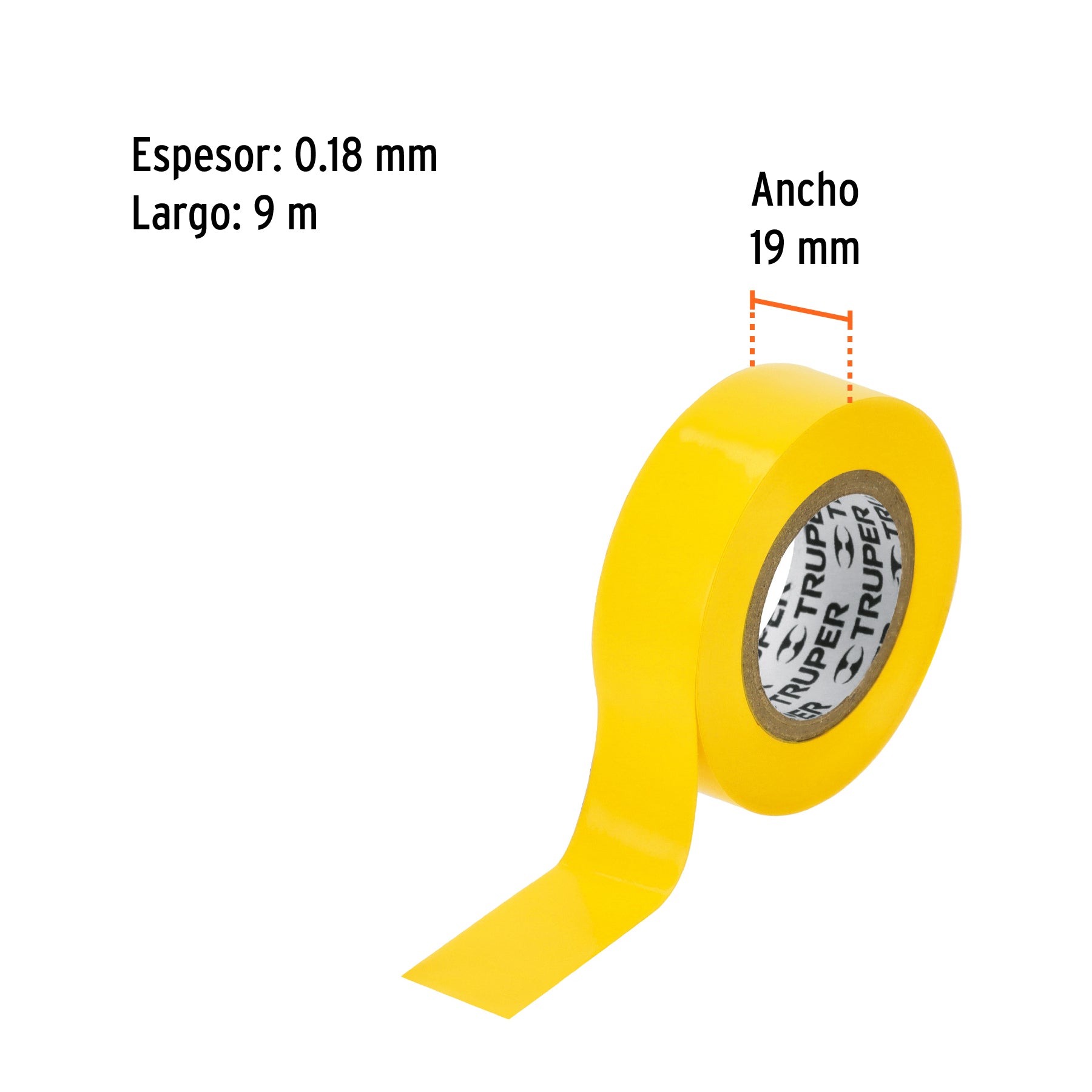 Cinta de aislar amarillo 19 mm x 9 m