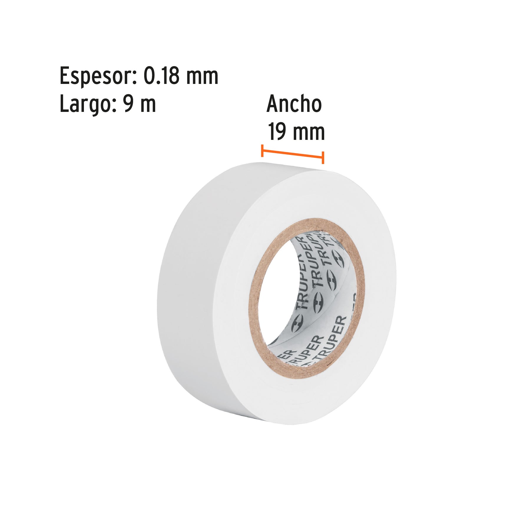 Cinta de aislar blanco 19 mm x 9 m