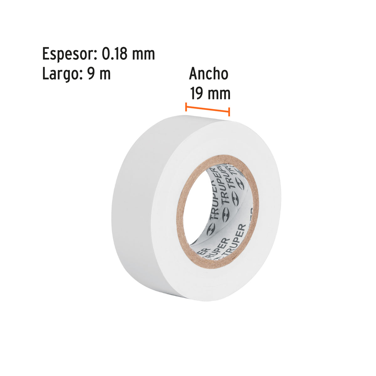Cinta de aislar blanco 19 mm x 9 m