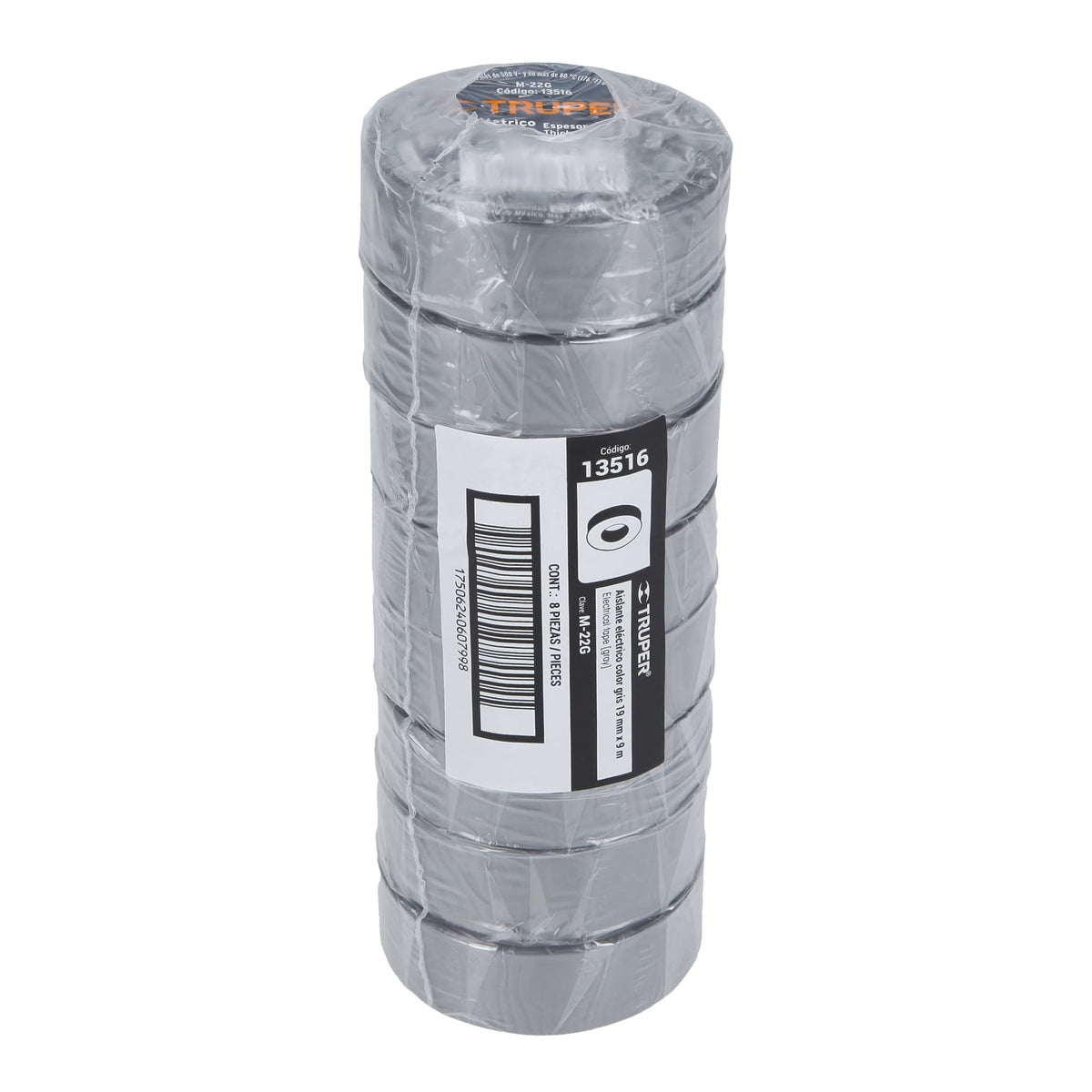 Cinta de aislar gris 19 mm x 9 m