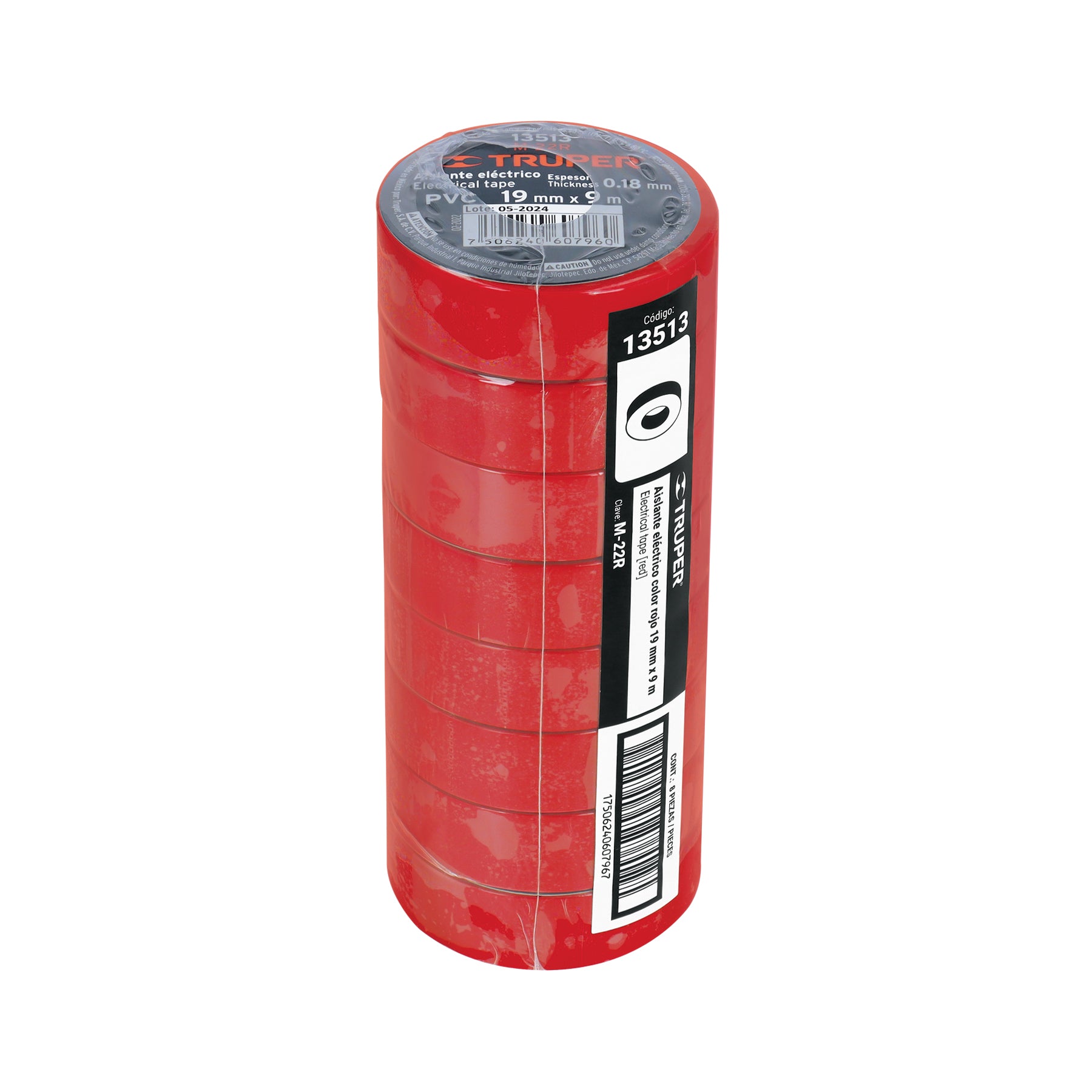 Cinta de aislar rojo 19 mm x 9 m