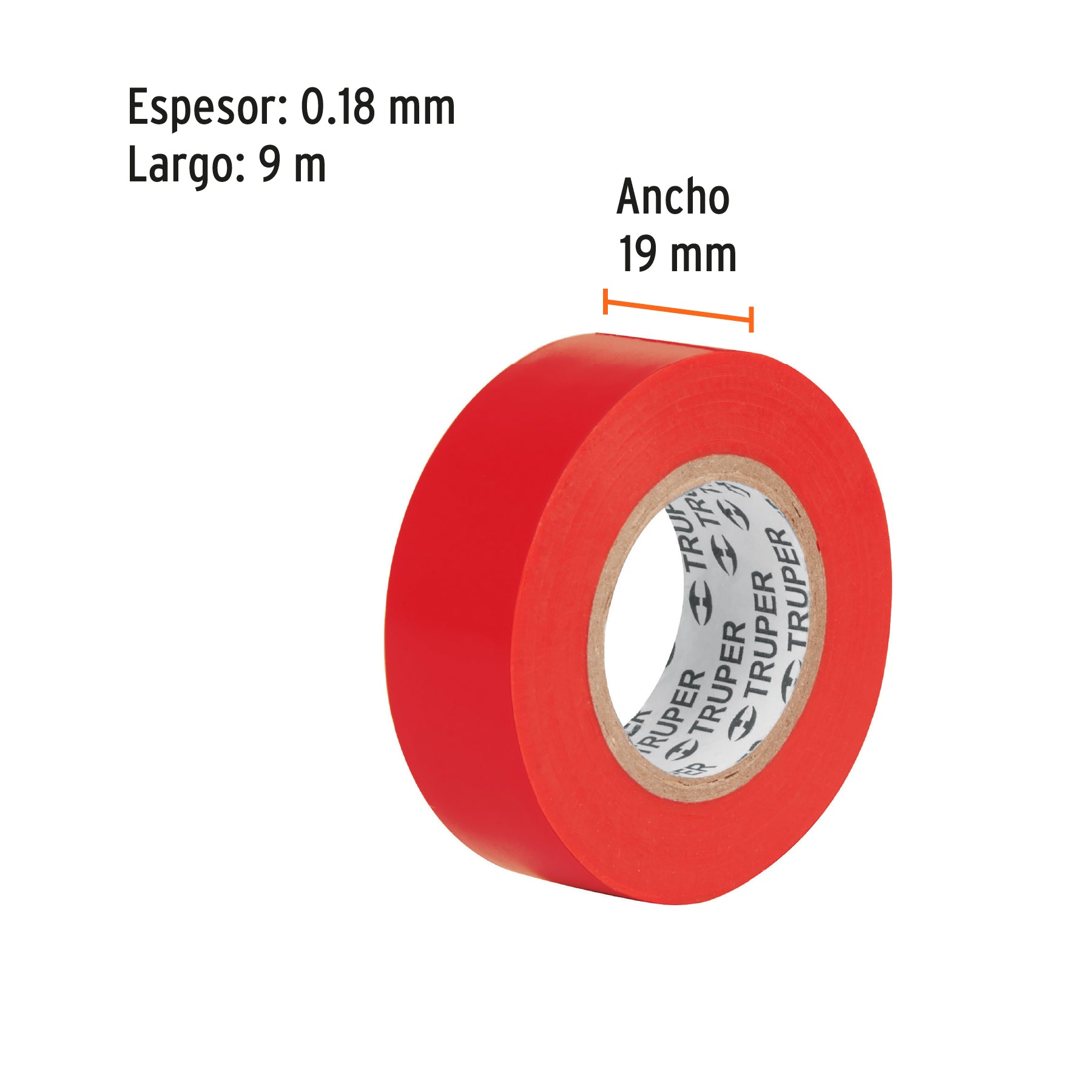 Cinta de aislar rojo 19 mm x 9 m