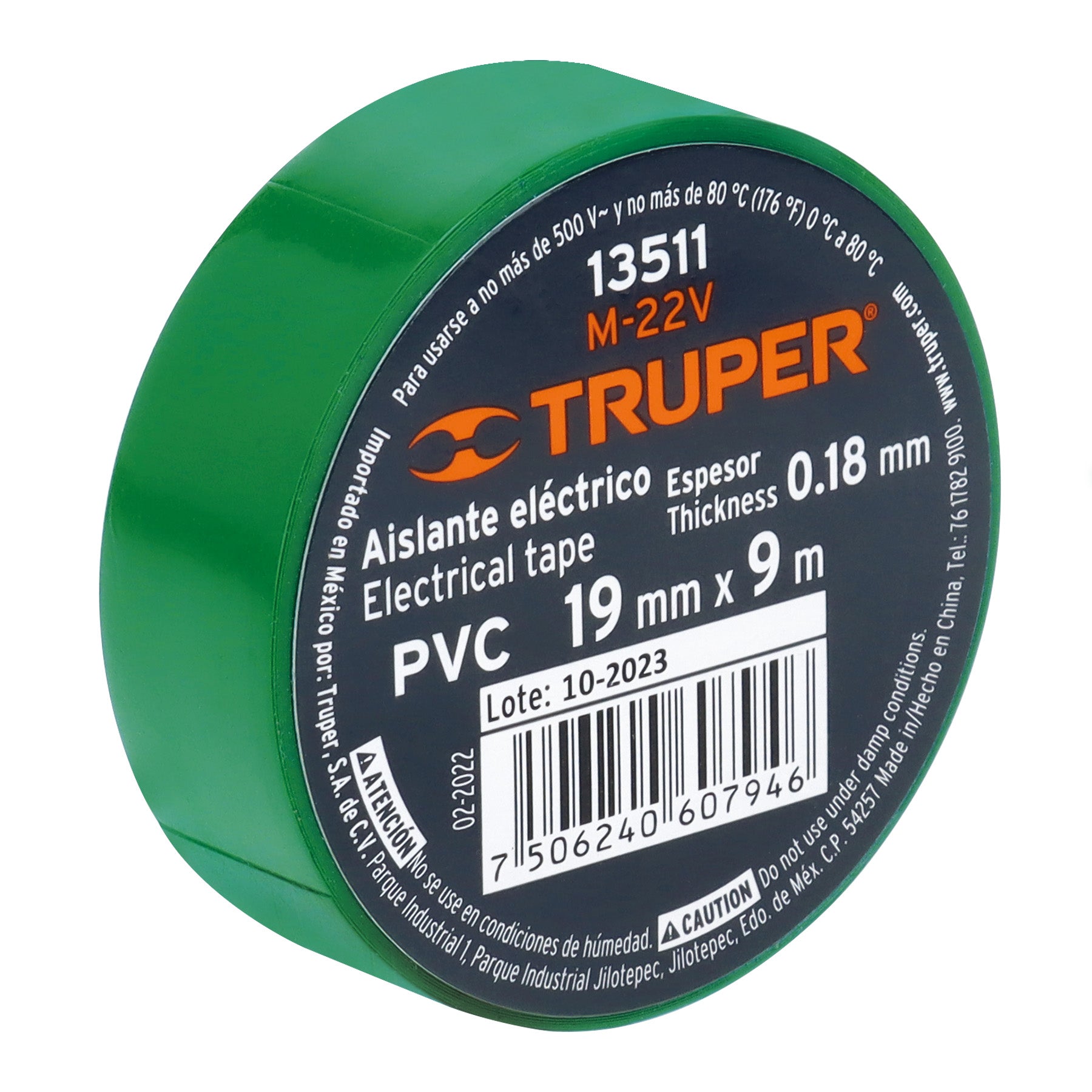 Cinta de aislar verde 19 mm x 9 m
