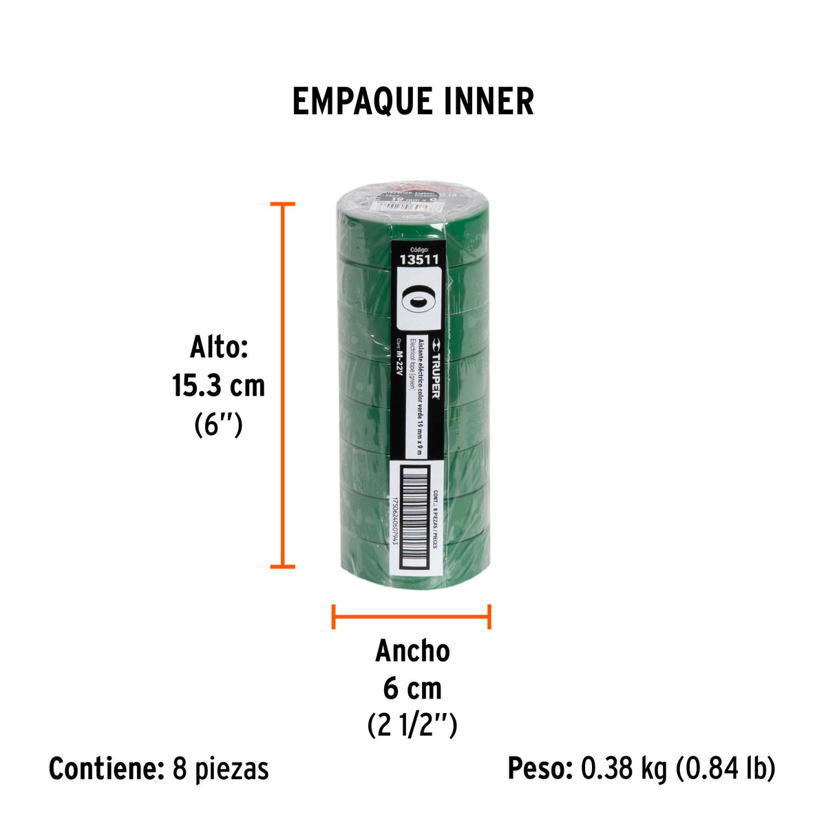 Cinta de aislar verde 19 mm x 9 m