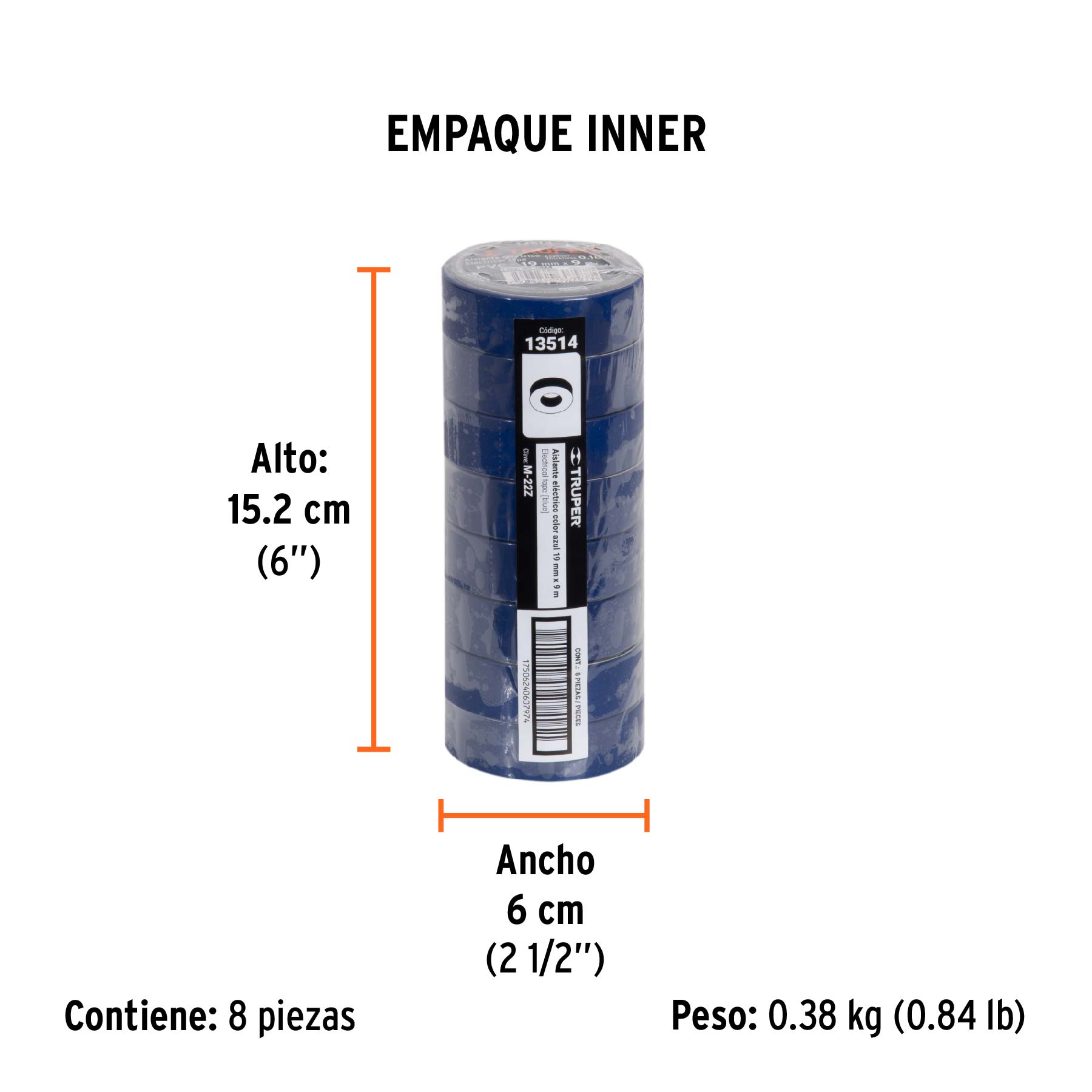 Cinta de aislar azul 19 mm x 9 m